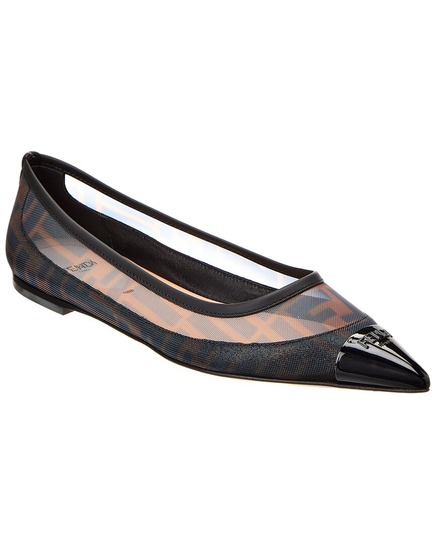 Fendi Colibri Ff Mesh & Leather Flat