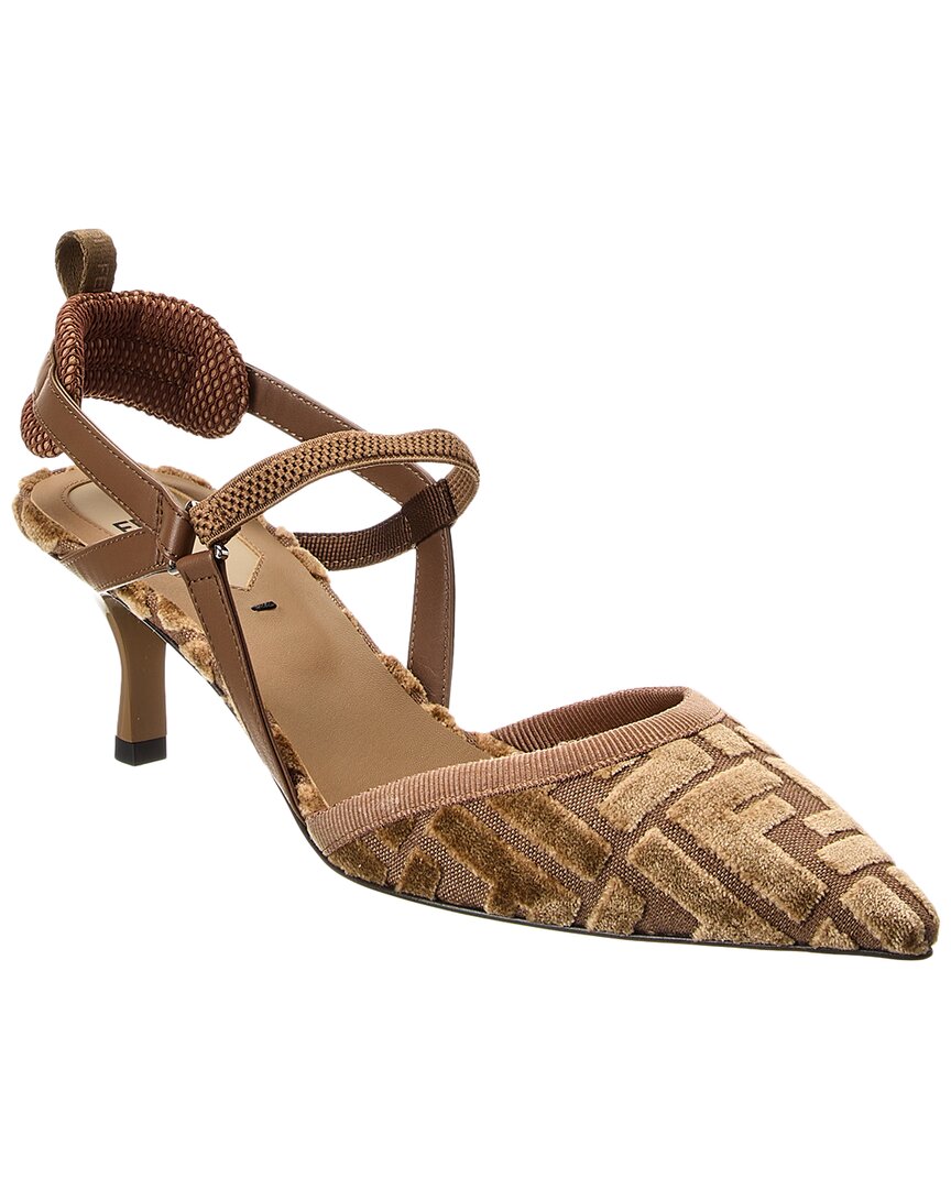 Fendi Colibri Lite Ff Jacquard Velvet Slingback Pump
