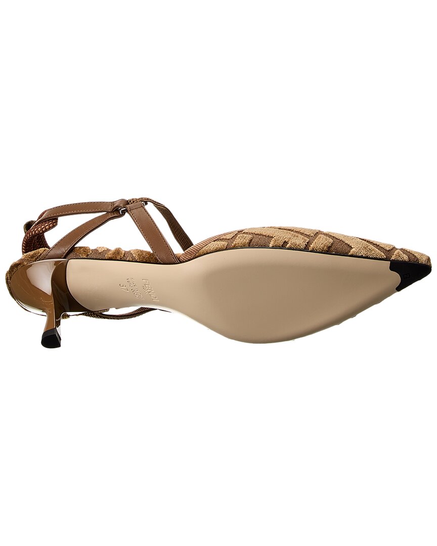 Fendi Colibri Lite Ff Jacquard Velvet Slingback Pump