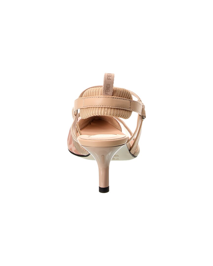 Fendi Colibri Lite Ff Mesh & Leather Slingback Pump