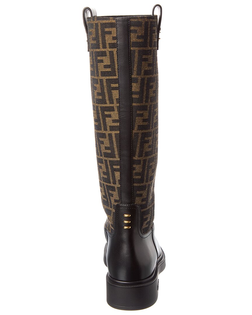 Fendi Filo Ff Jacquard Canvas & Leather Knee-High Boot