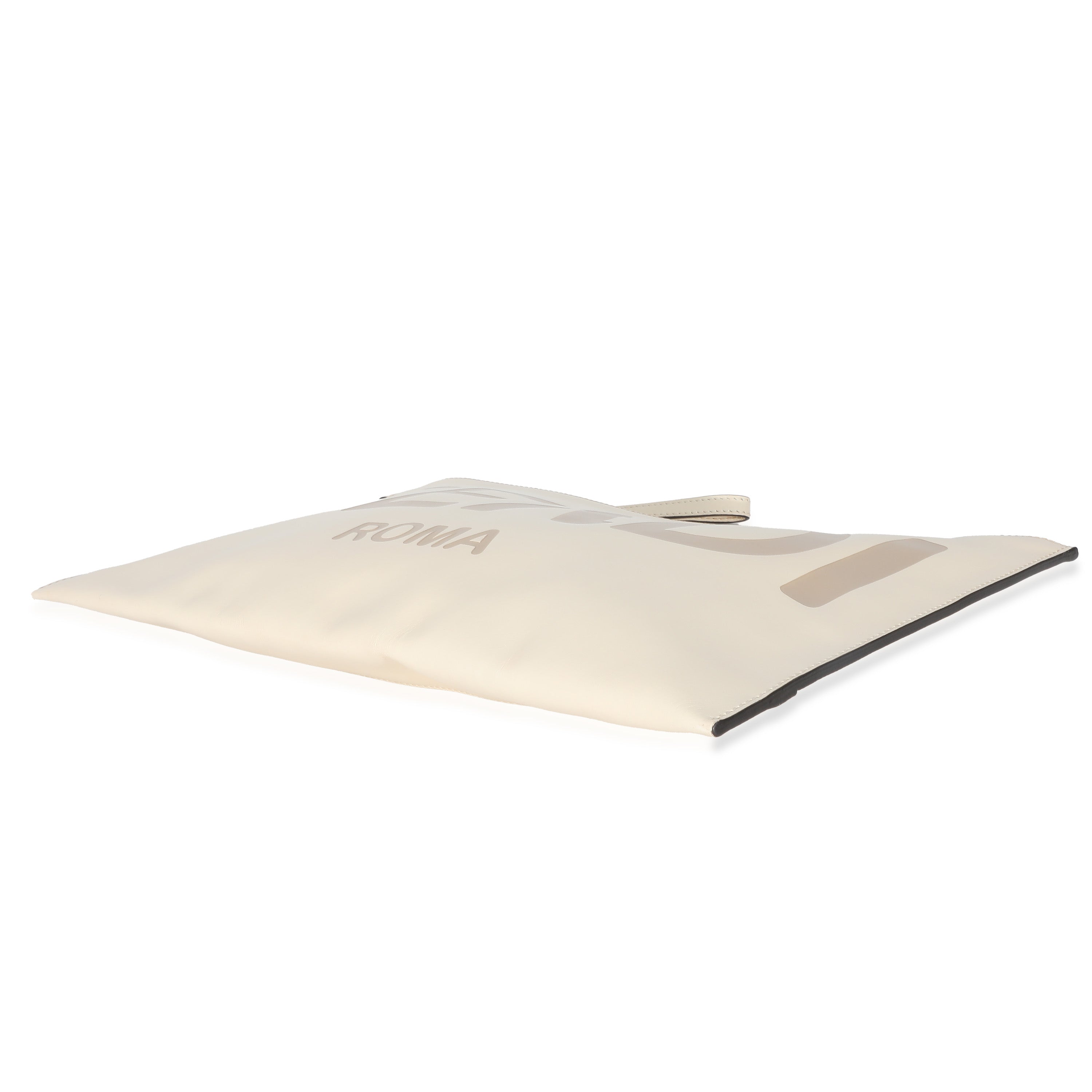 Fendi Blanc Calfskin Large Roma Flat Pouch