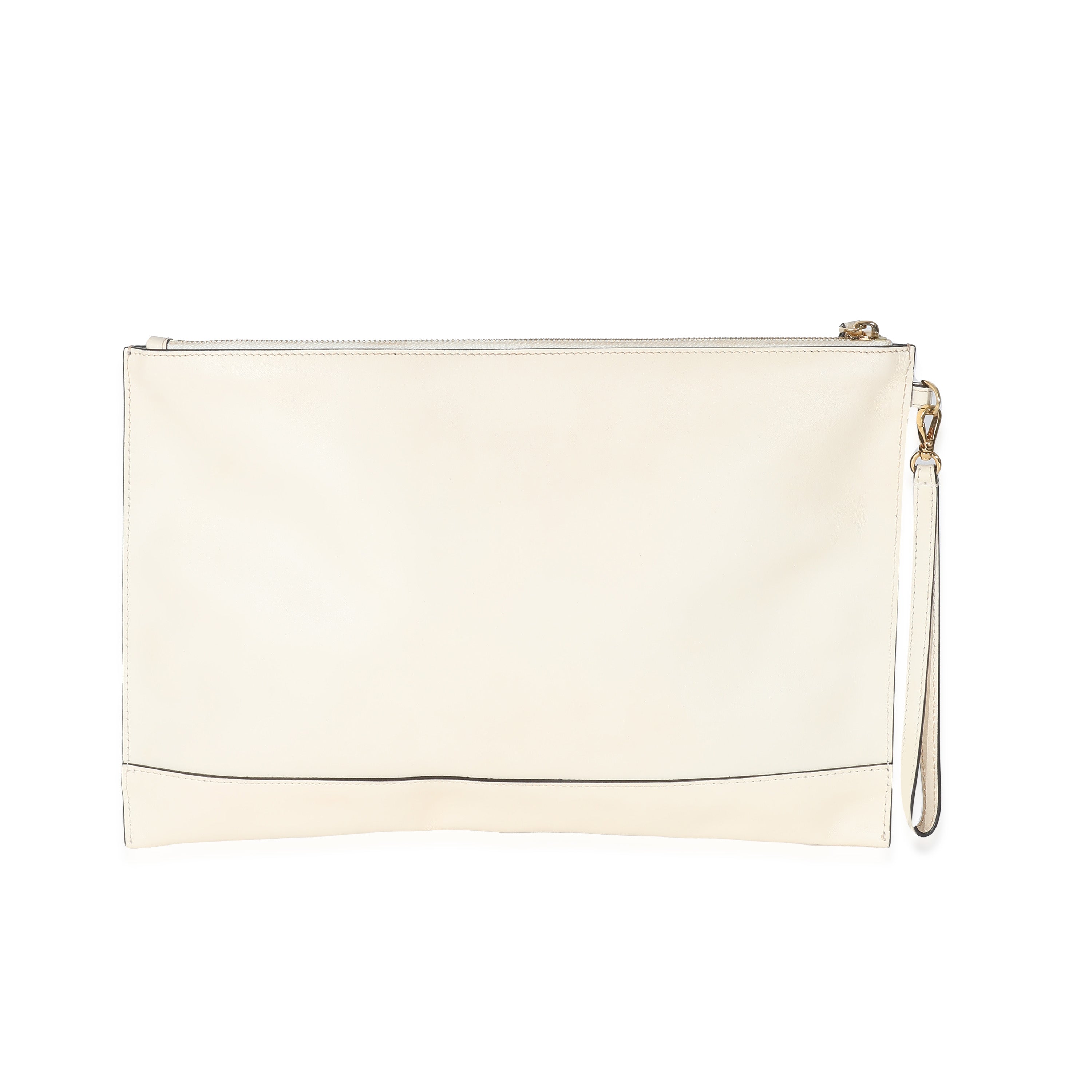 Fendi Blanc Calfskin Large Roma Flat Pouch