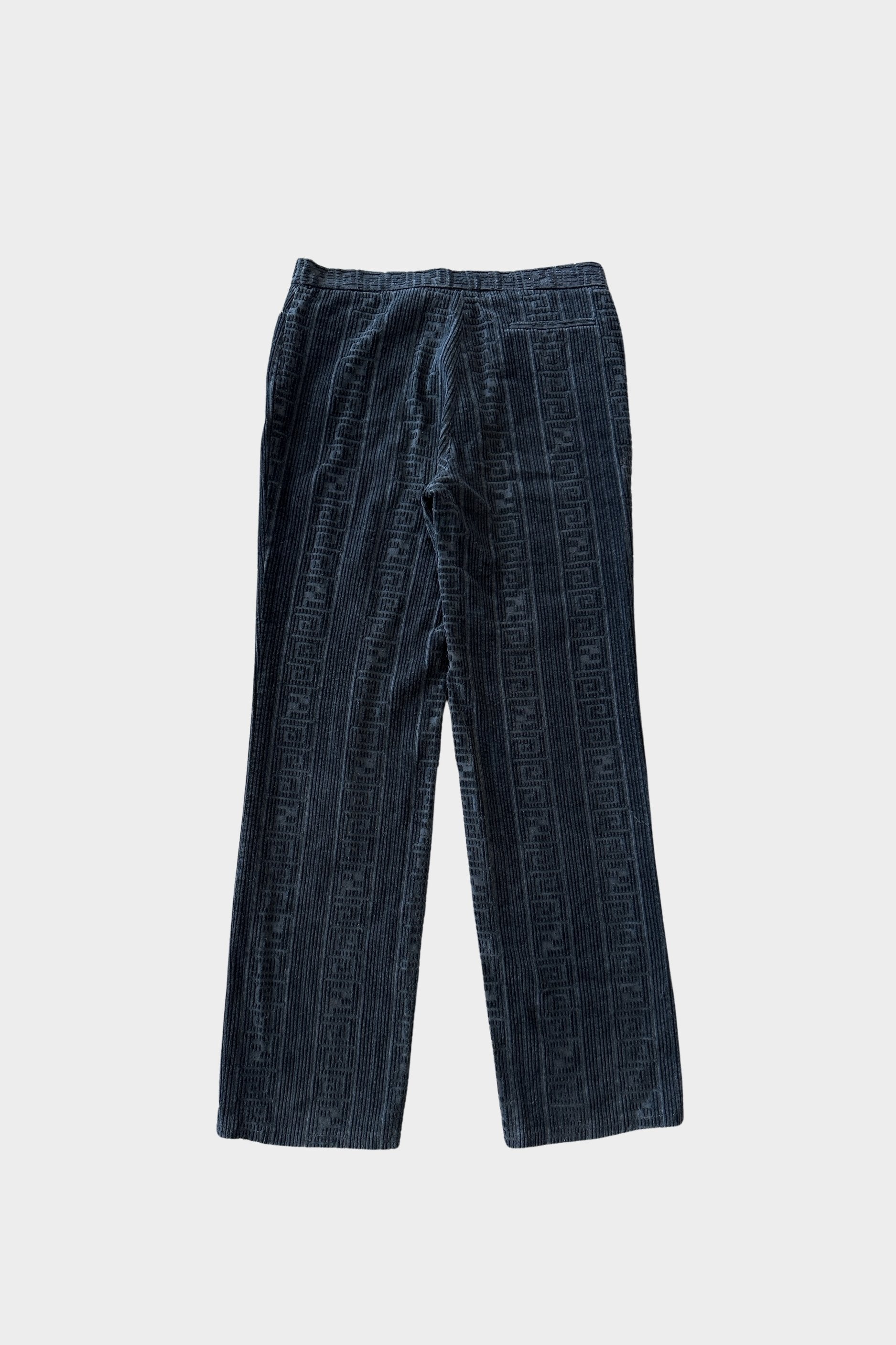 Fendi Zucca Print Deboss Velvet Black Trousers