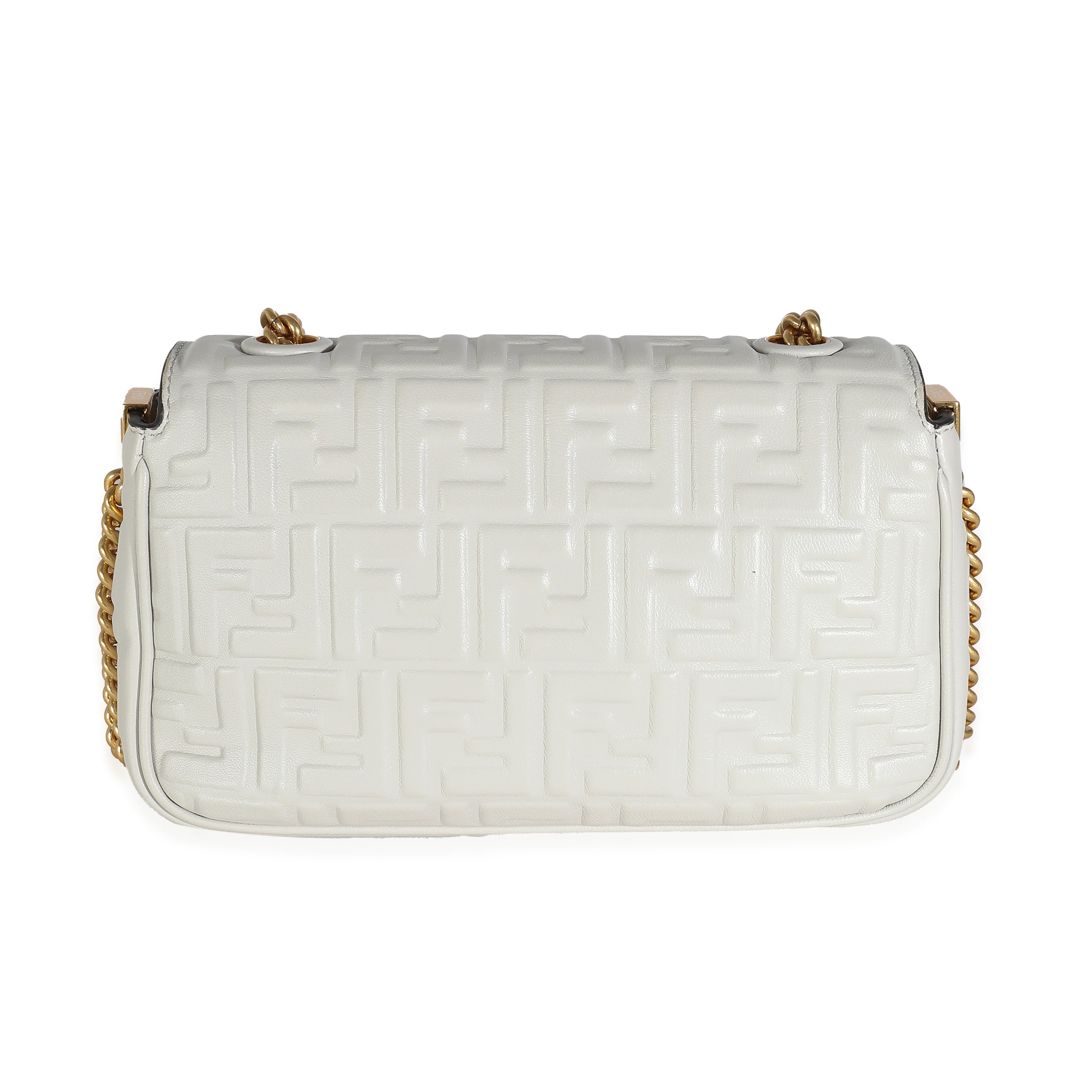 Fendi Ghiaia Nappa Small FF Embossed Midi Chain Baguette
