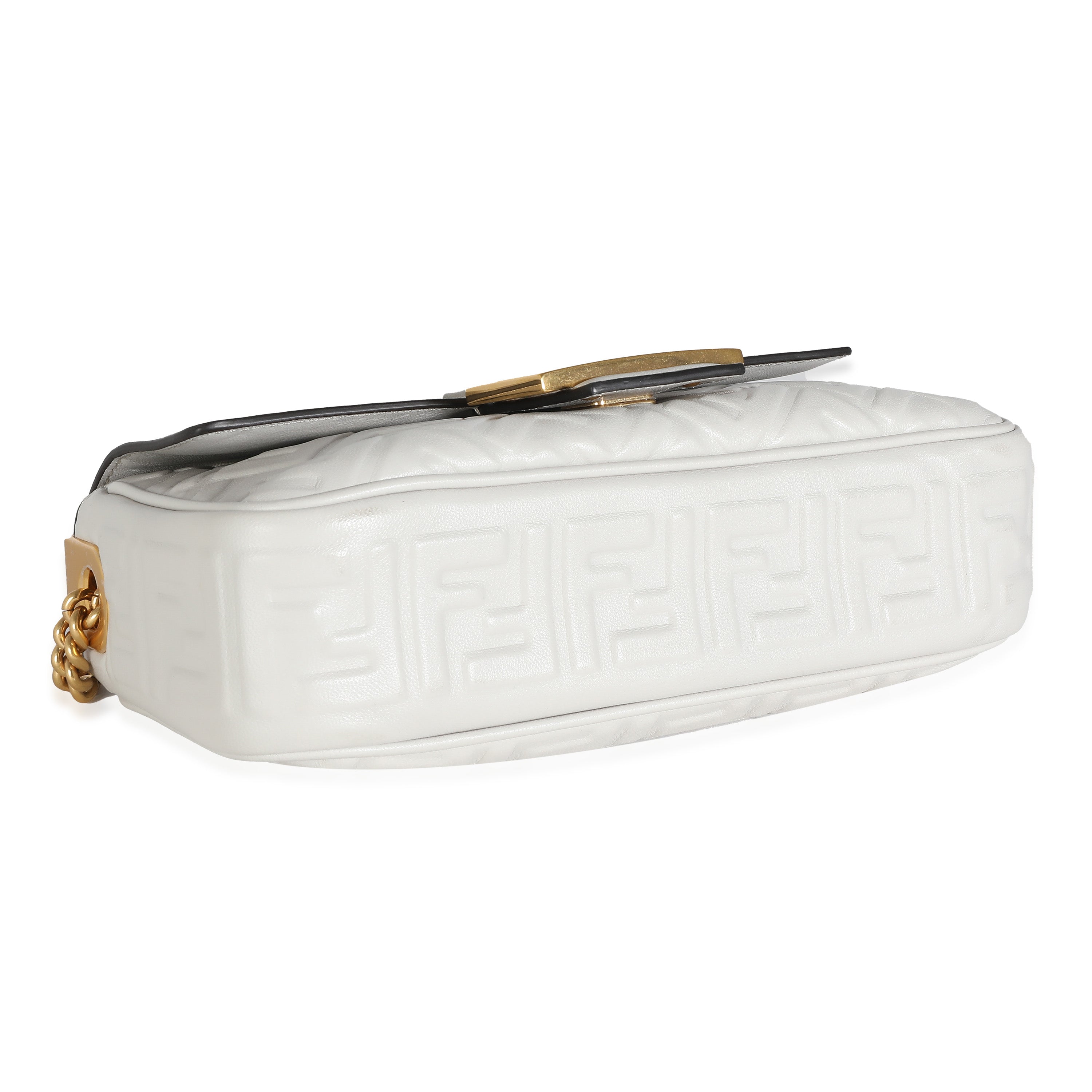 Fendi Ghiaia Nappa Small FF Embossed Midi Chain Baguette