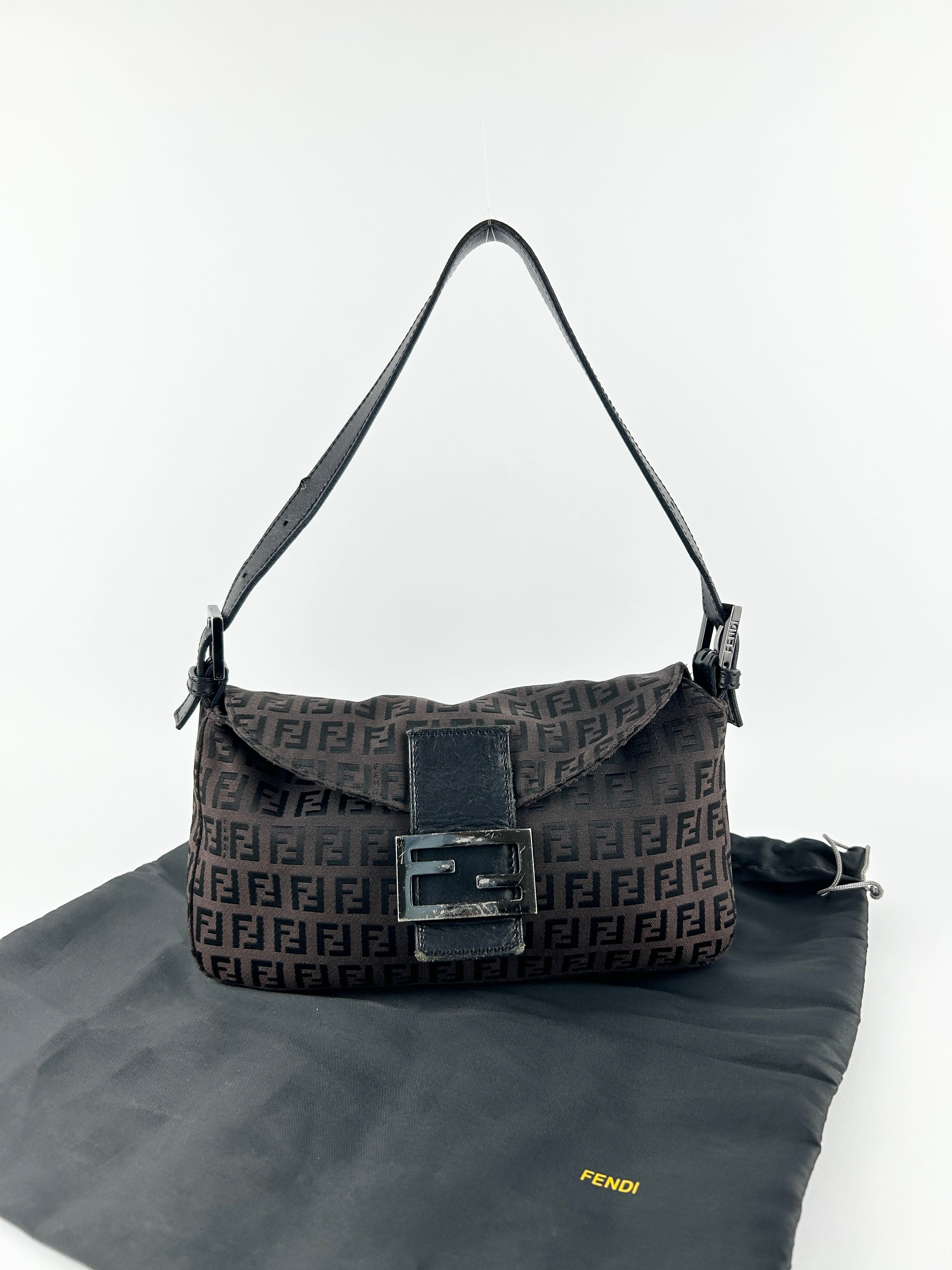 Vintage Fendi Zucca Baguette Shoulder Bag