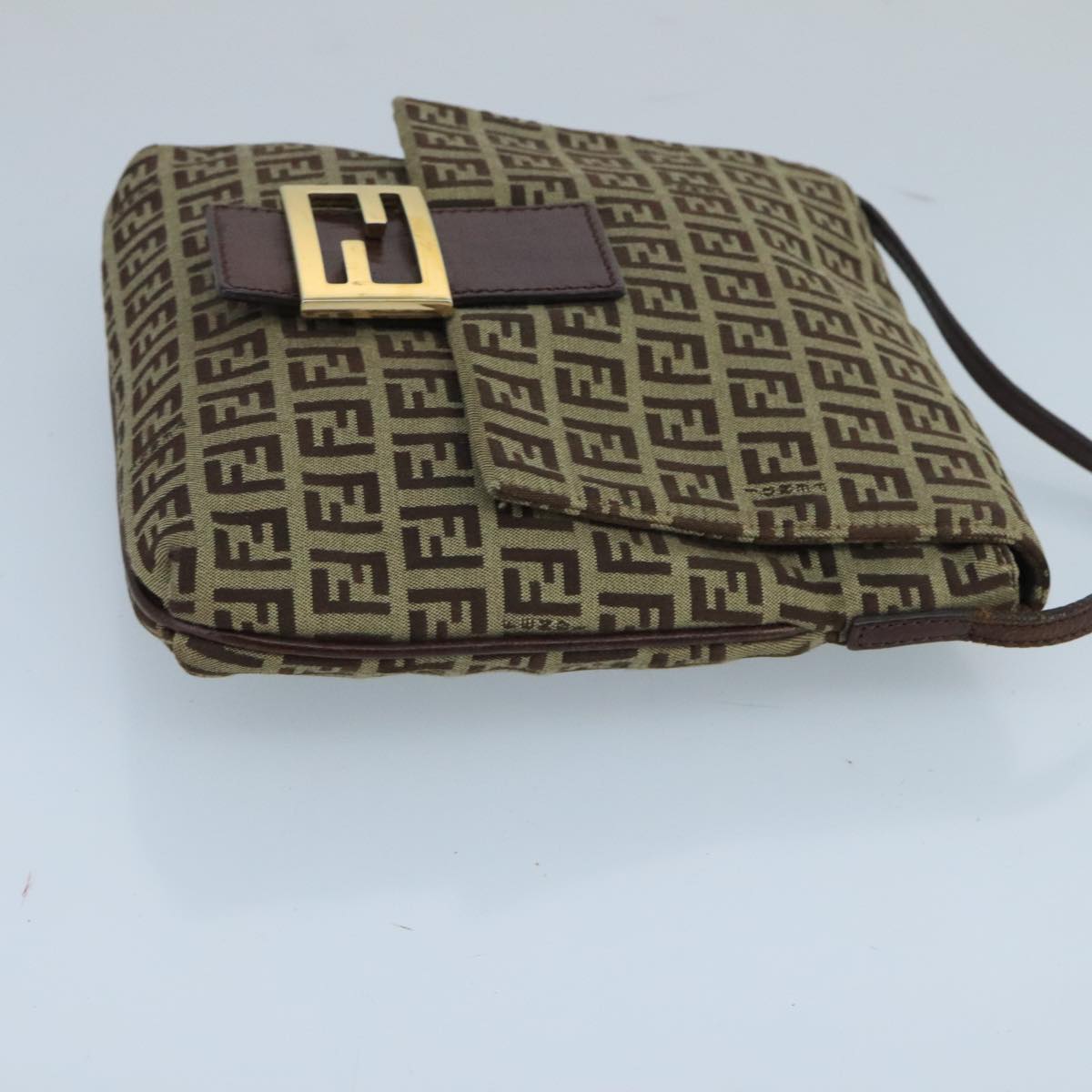 Fendi Mamma Baguette Beige Canvas Shoulder Bag ()