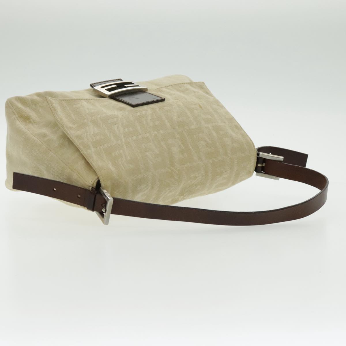 Fendi Mamma Baguette Beige Canvas Shoulder Bag ()