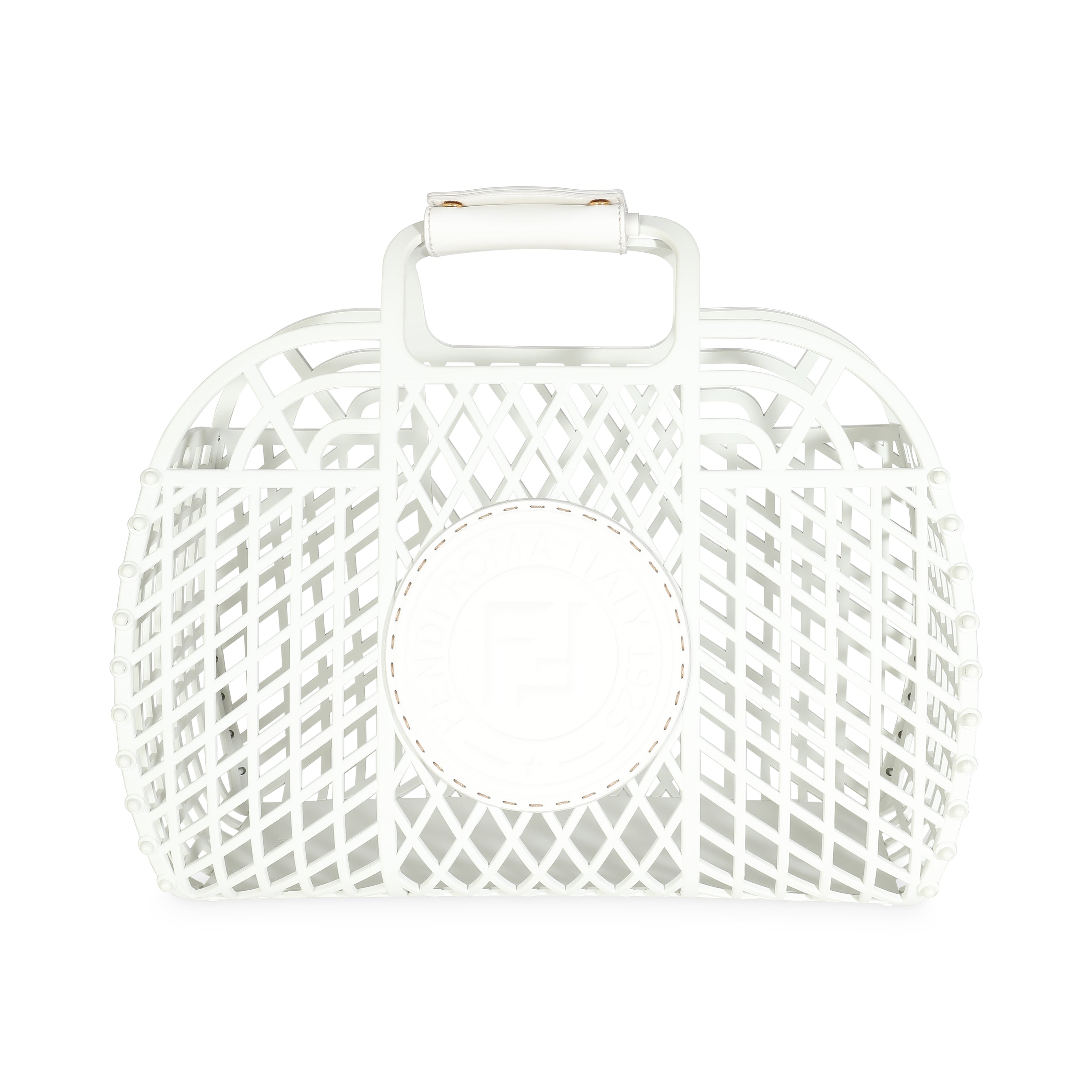 White Recycled Plastic Vitello Liberty Matte Medium Fendi Basket