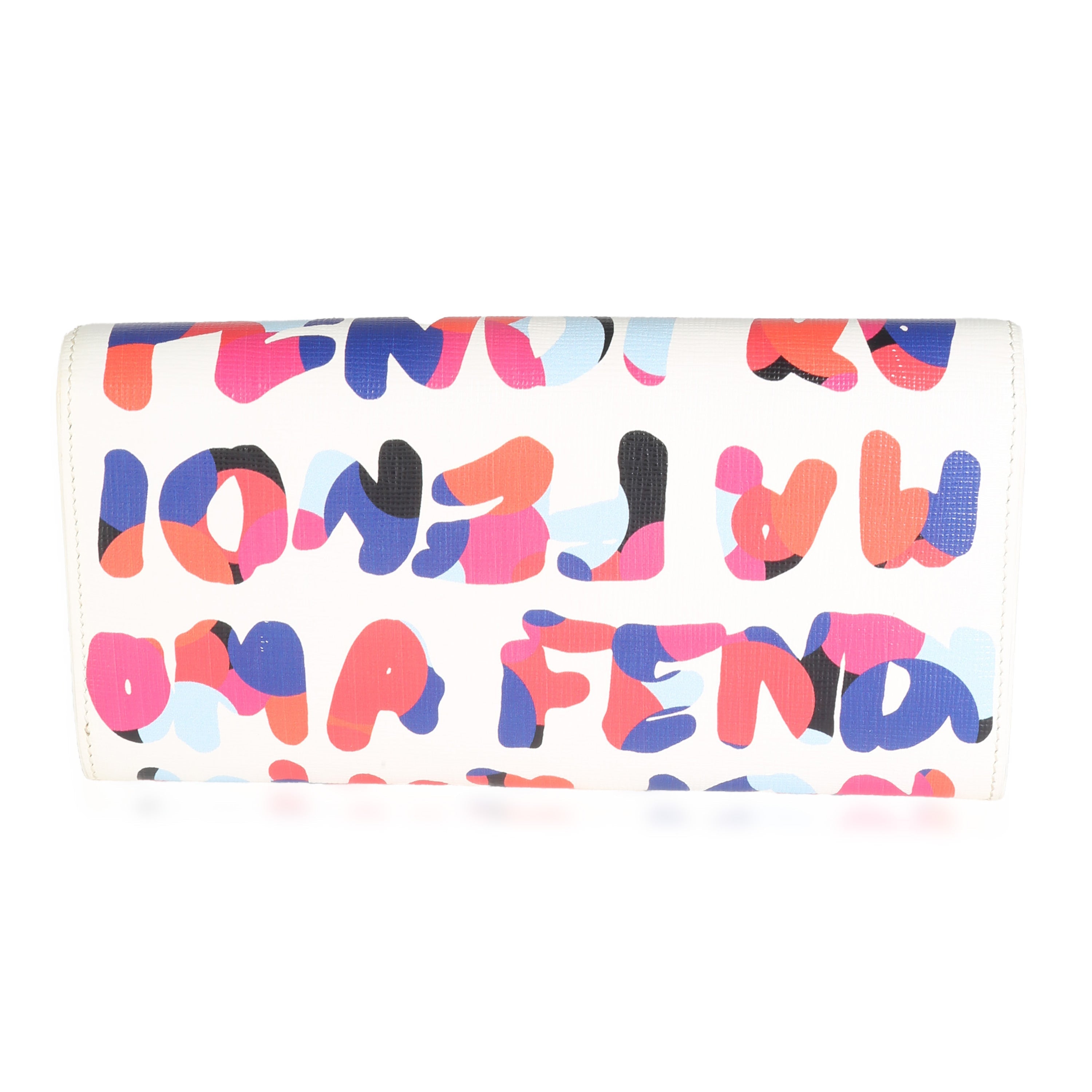 White Multicolor Vitello Elite Fendi Roma Graffiti Wallet