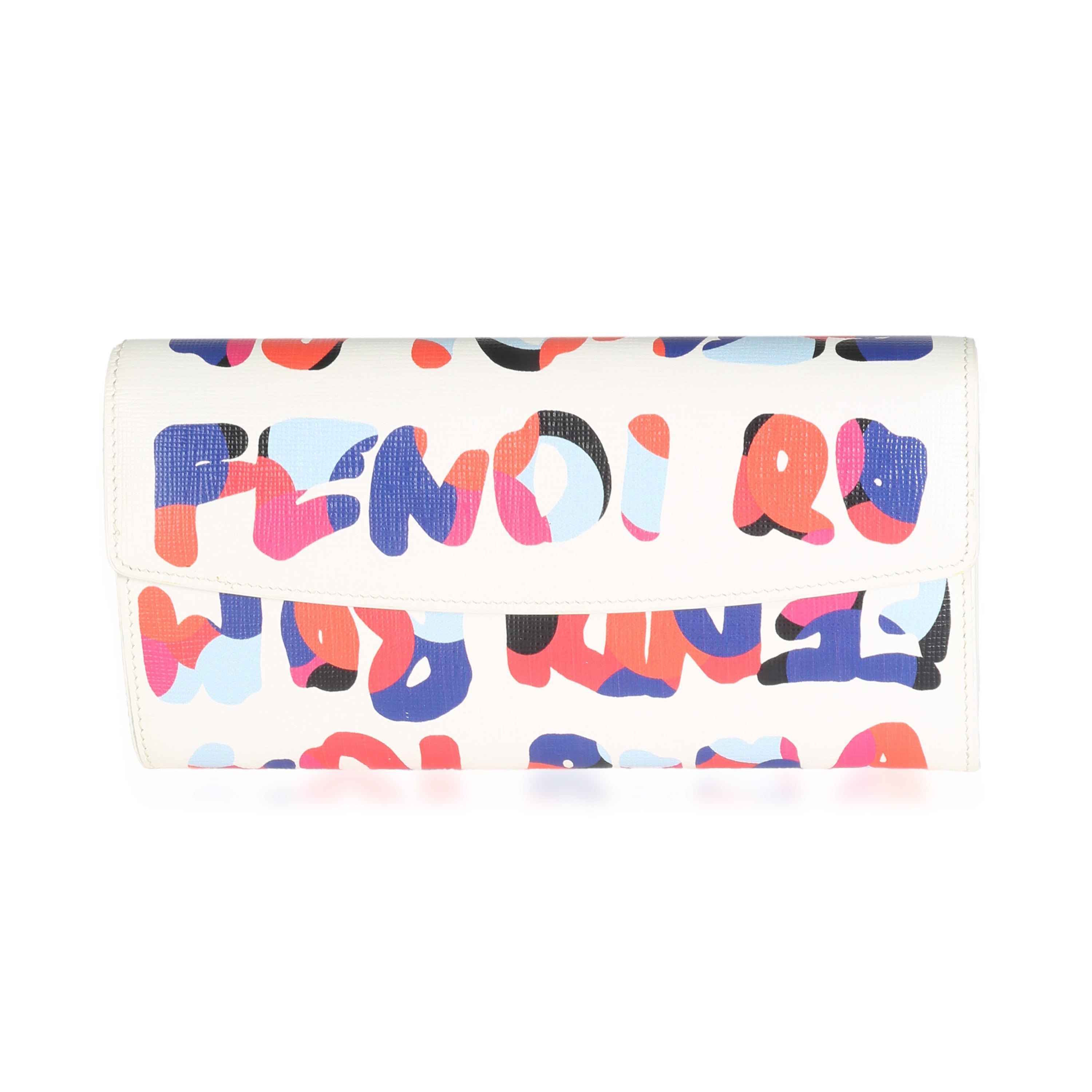 White Multicolor Vitello Elite Fendi Roma Graffiti Wallet