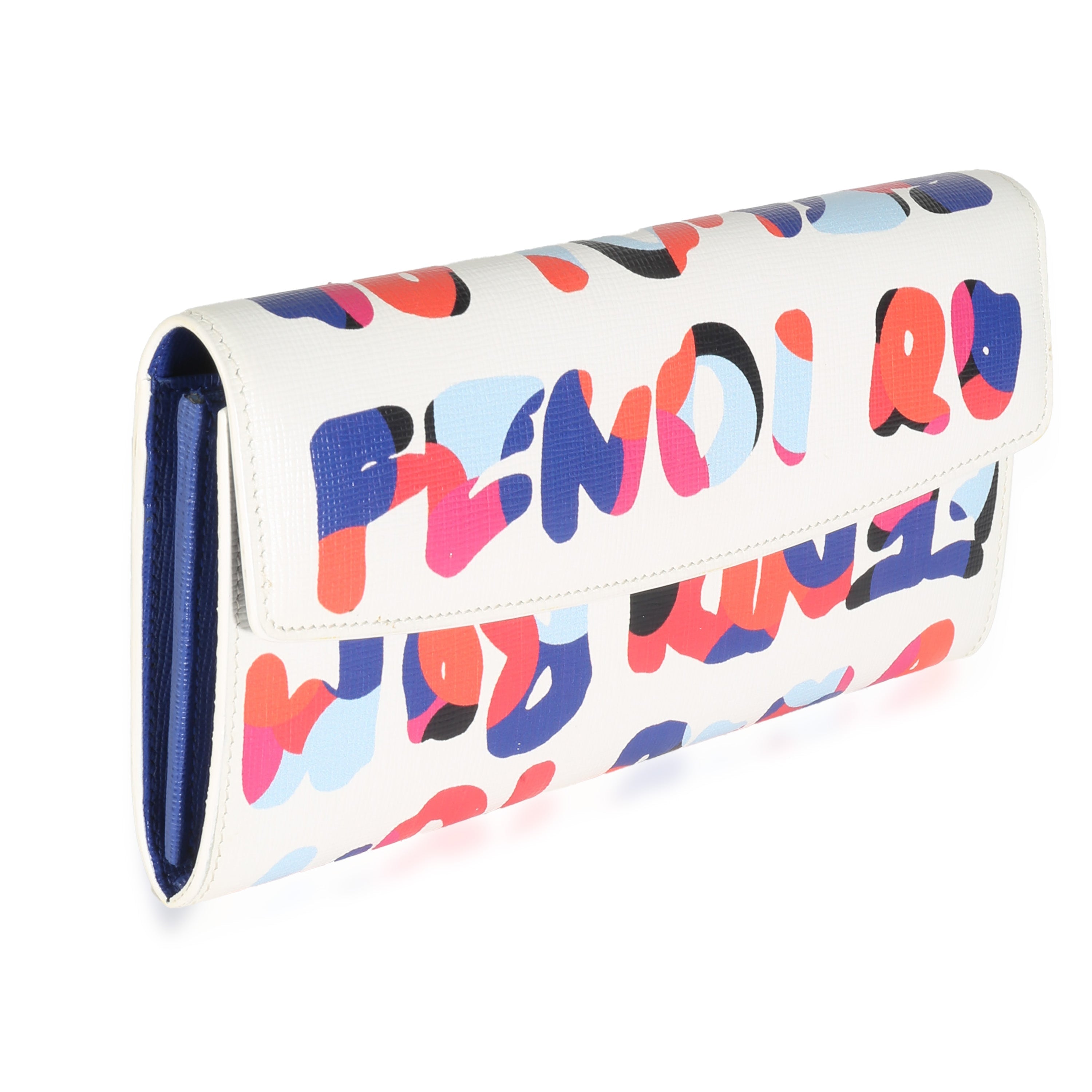White Multicolor Vitello Elite Fendi Roma Graffiti Wallet