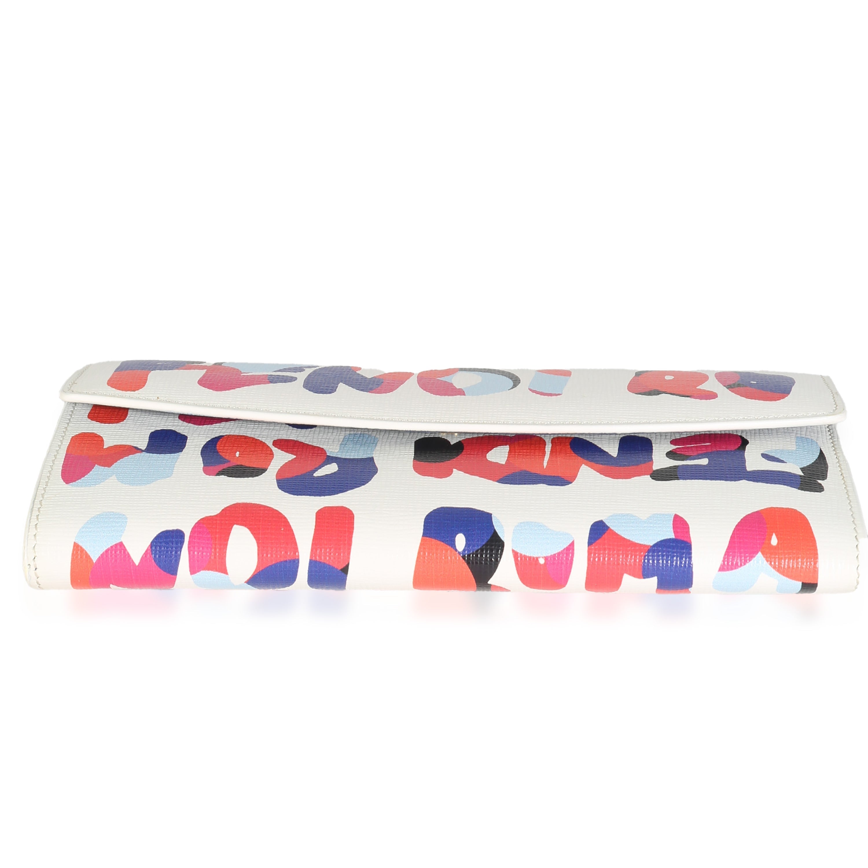 White Multicolor Vitello Elite Fendi Roma Graffiti Wallet