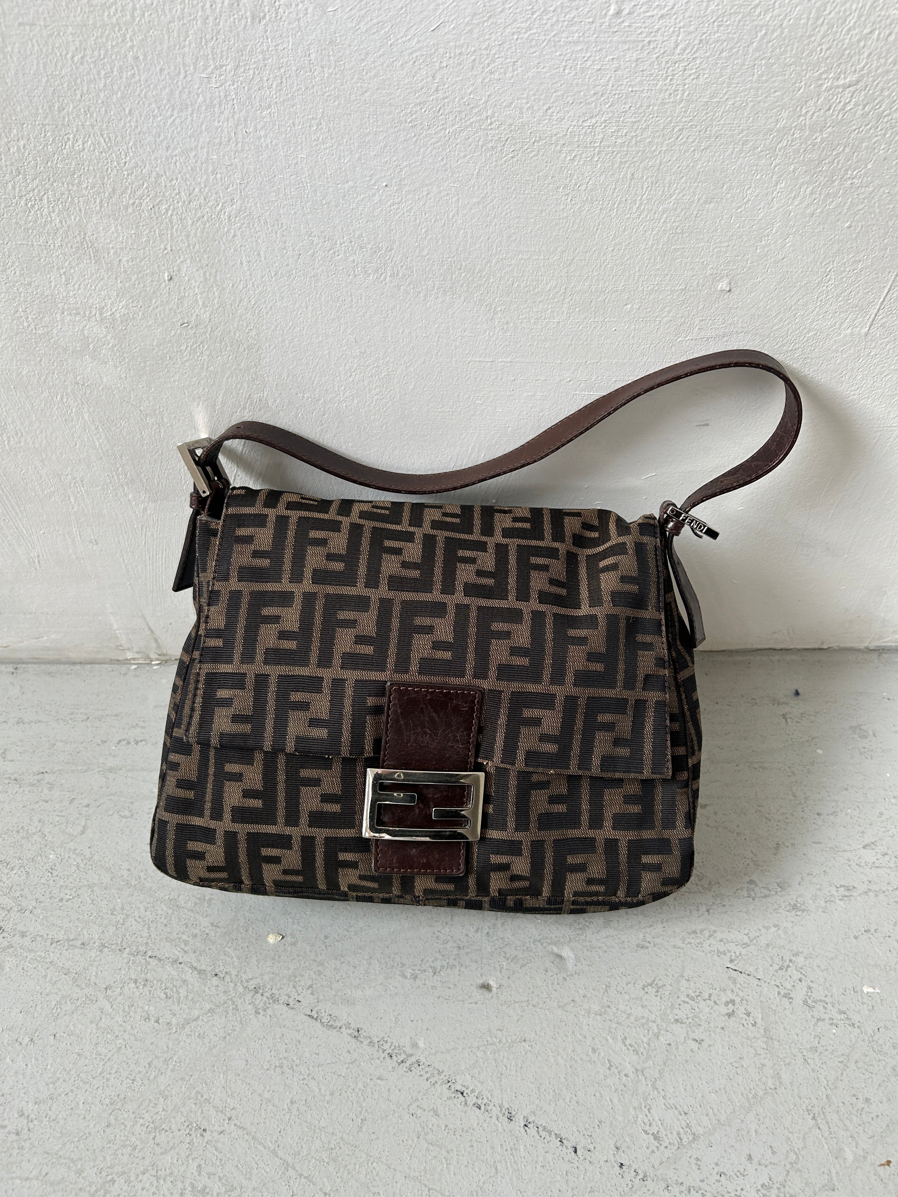 Vintage Fendi Zucca Mamma Baguette Shoulder Bag