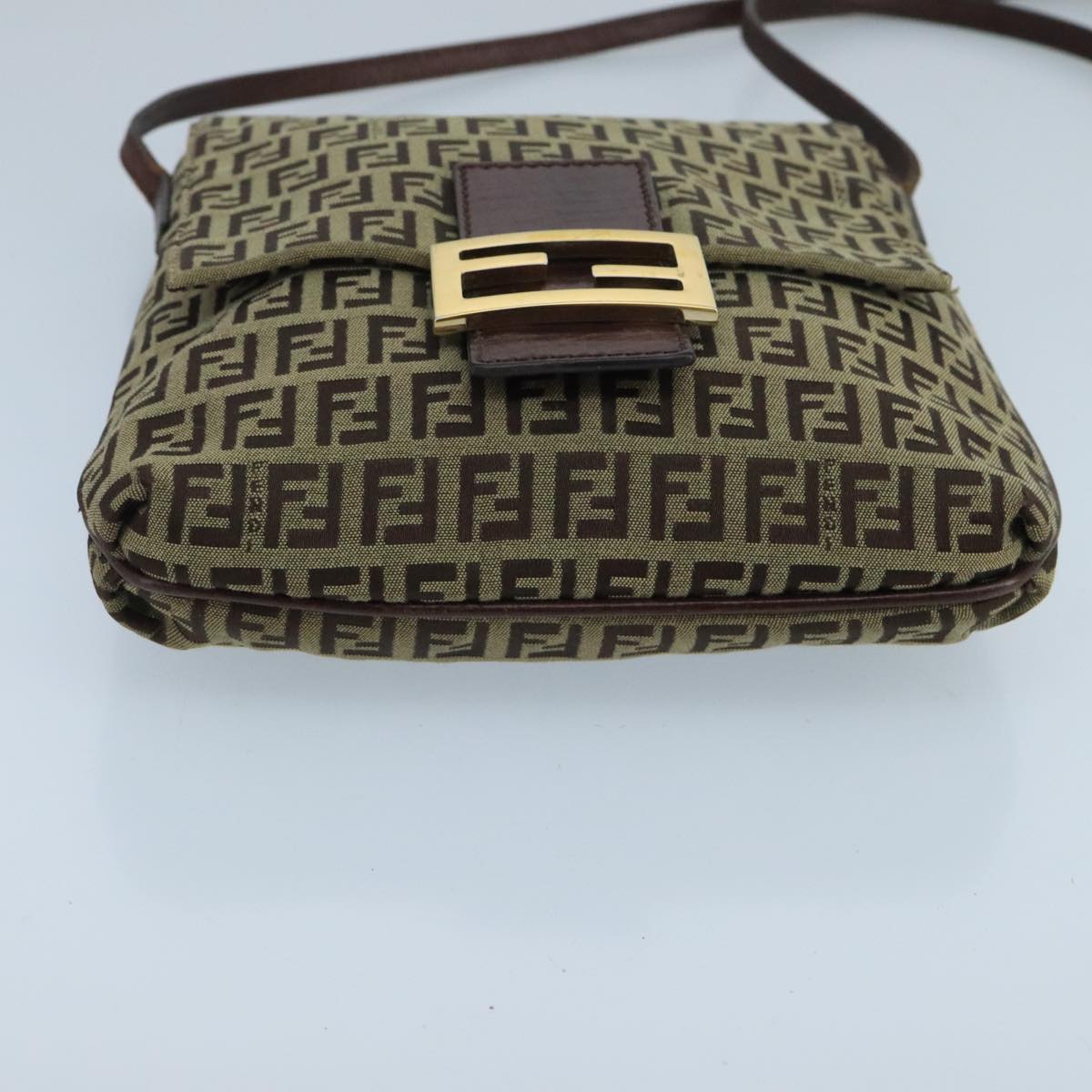 Fendi Mamma Baguette Beige Canvas Shoulder Bag ()