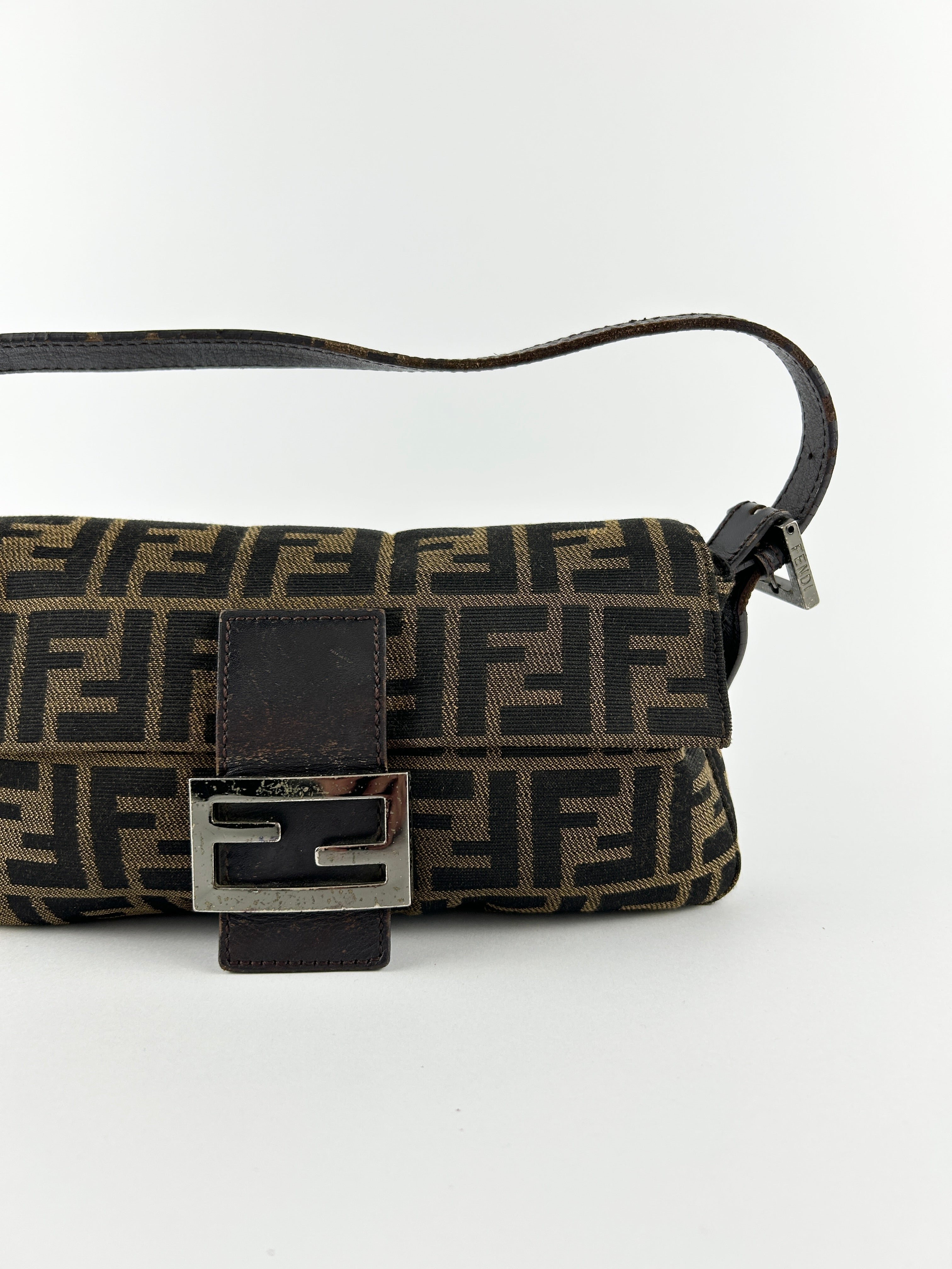 Vintage Fendi Zucca Baguette Shoulder Bag