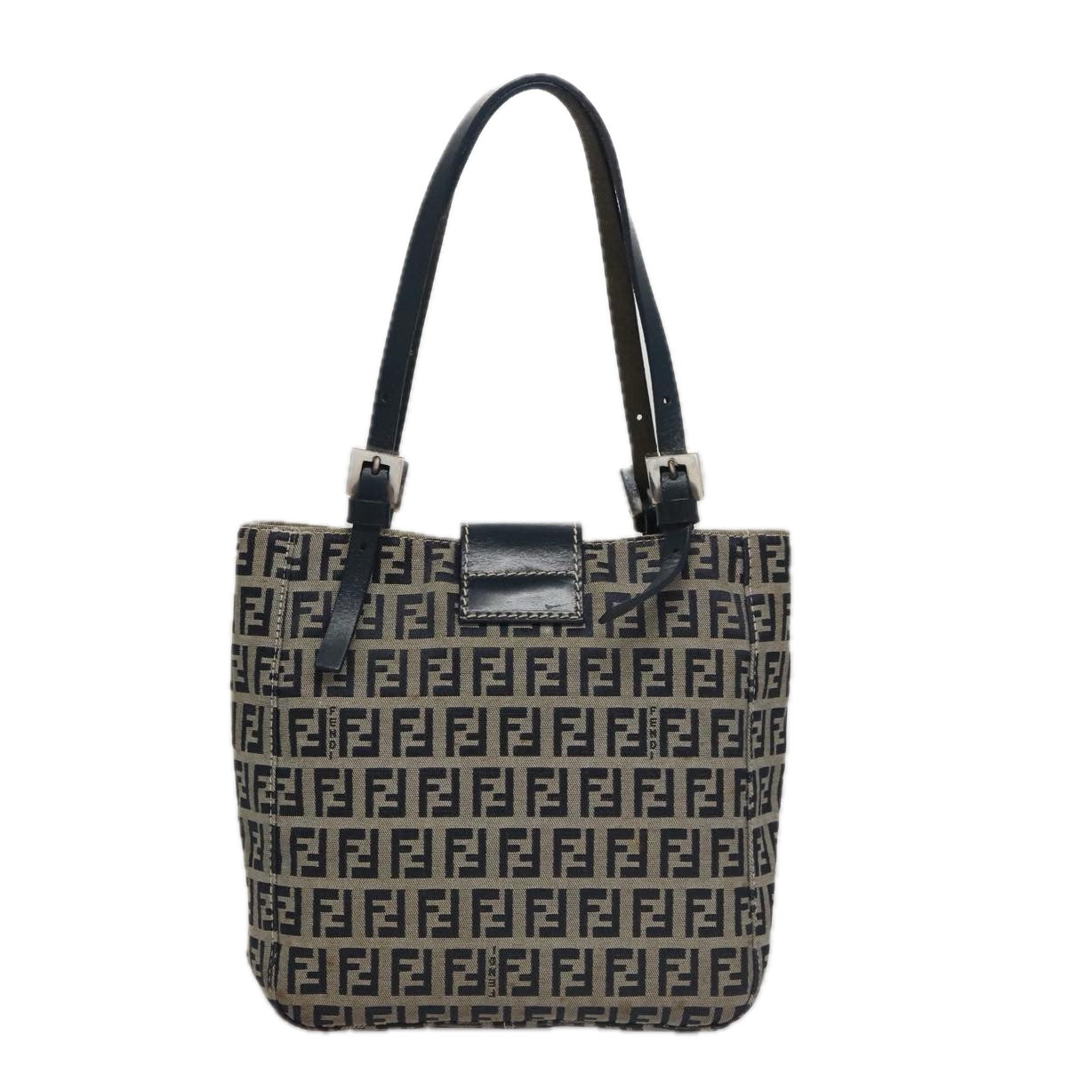 Fendi Zucchino Navy Canvas Shoulder Bag ()