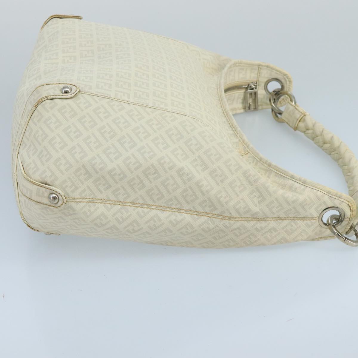 Fendi Zucchino White Canvas Shoulder Bag ()
