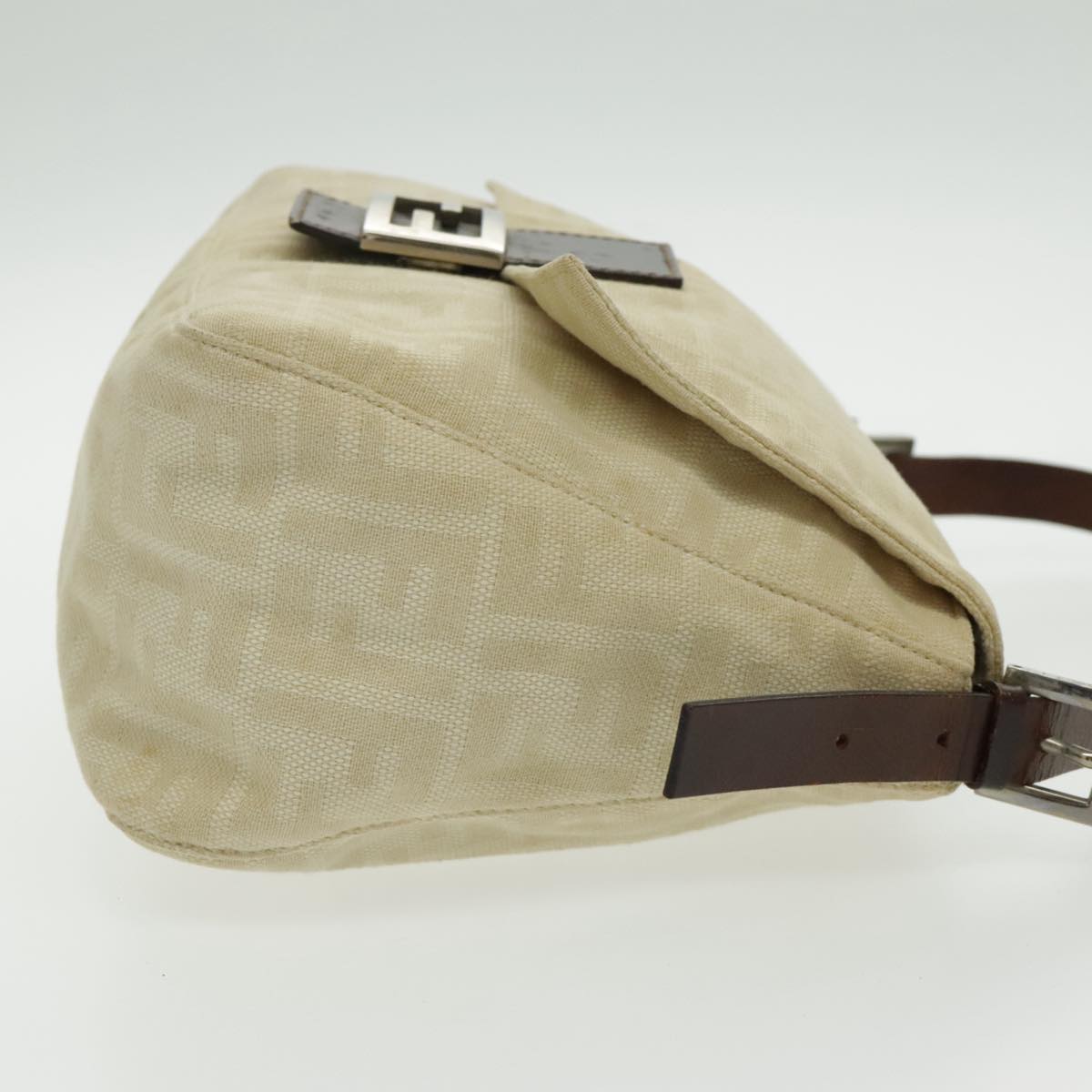 Fendi Mamma Baguette Beige Canvas Shoulder Bag ()