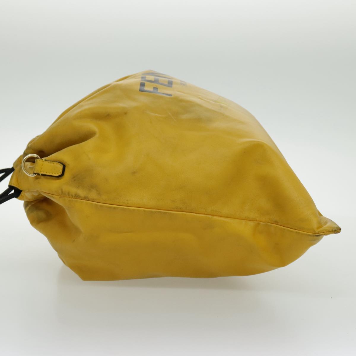 Fendi Drawstring Yellow Leather Shoulder Bag ()