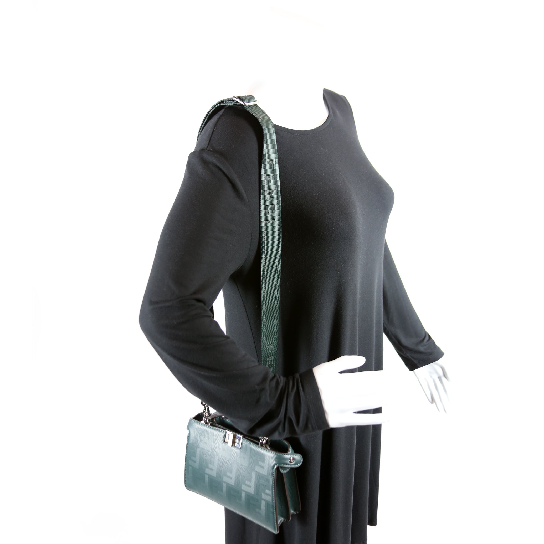 Fendi x Marc Jacobs FF Embossed Peekaboo Iseeu Crossbody 7VA582 Green