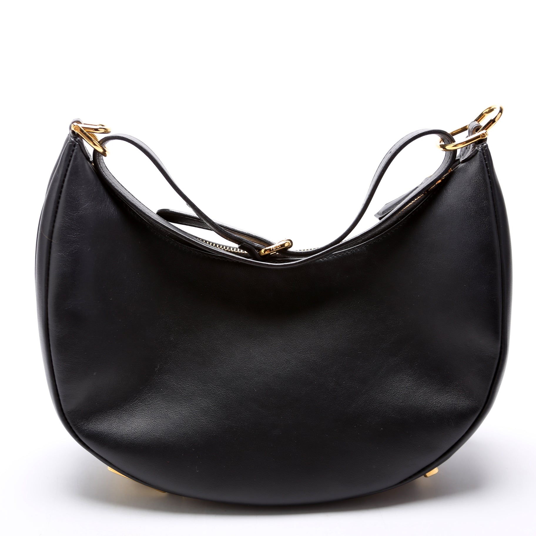 8BR798 Fendigraphy Small Leather Hobo Black