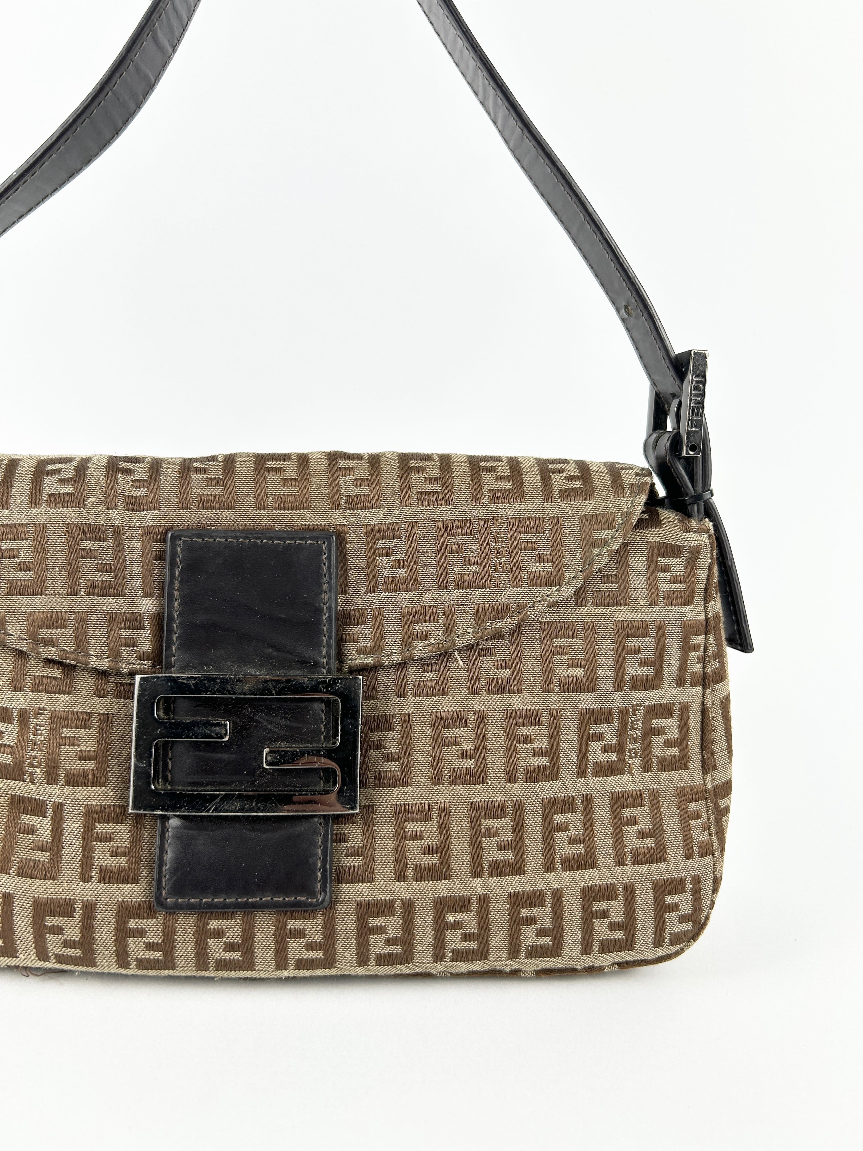 Vintage Fendi Zucca Baguette Shoulder Bag