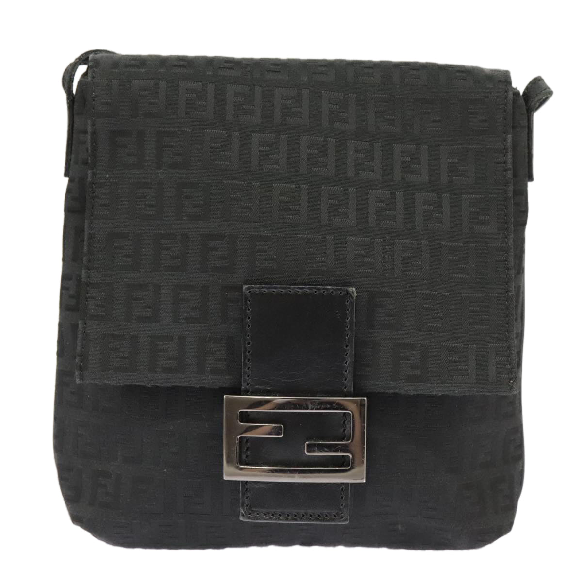 Fendi Mamma Baguette Black Canvas Shoulder Bag ()