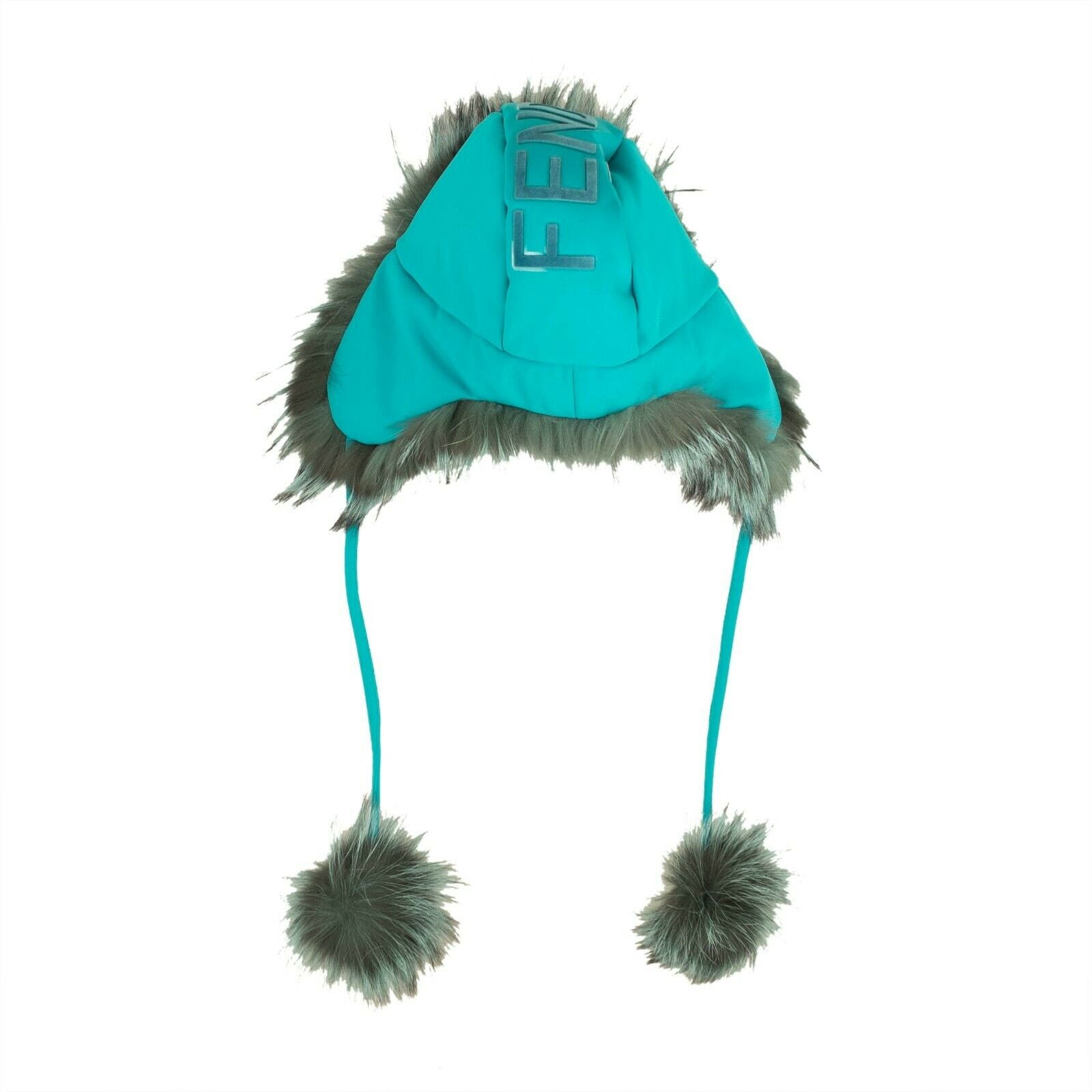 FENDI Blue Aviator Winter Fox Fur Hat