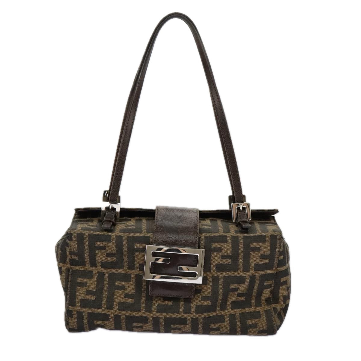 Fendi Zucchino Brown Canvas Shoulder Bag ()
