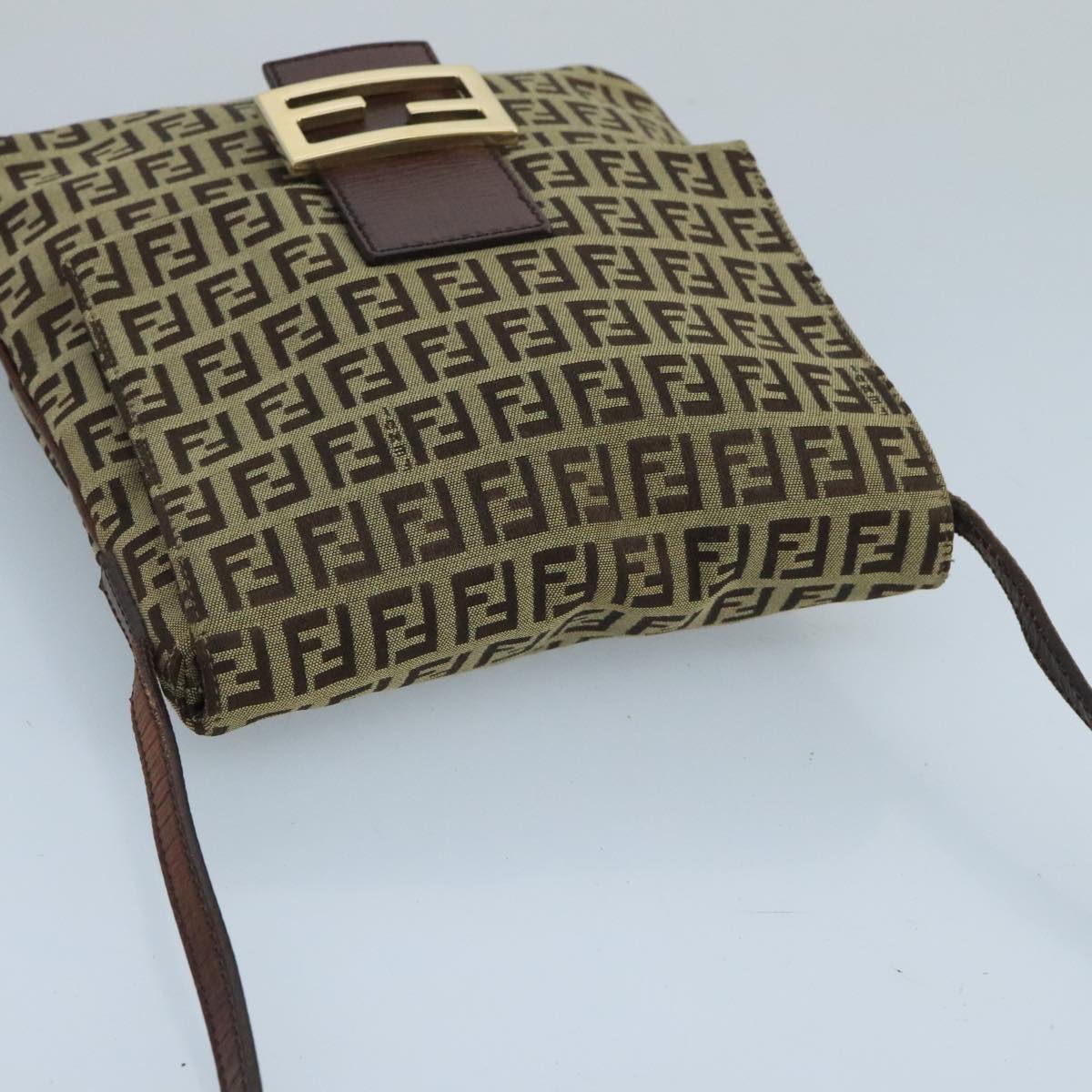 Fendi Zucchino Brown Canvas Shoulder Bag ()