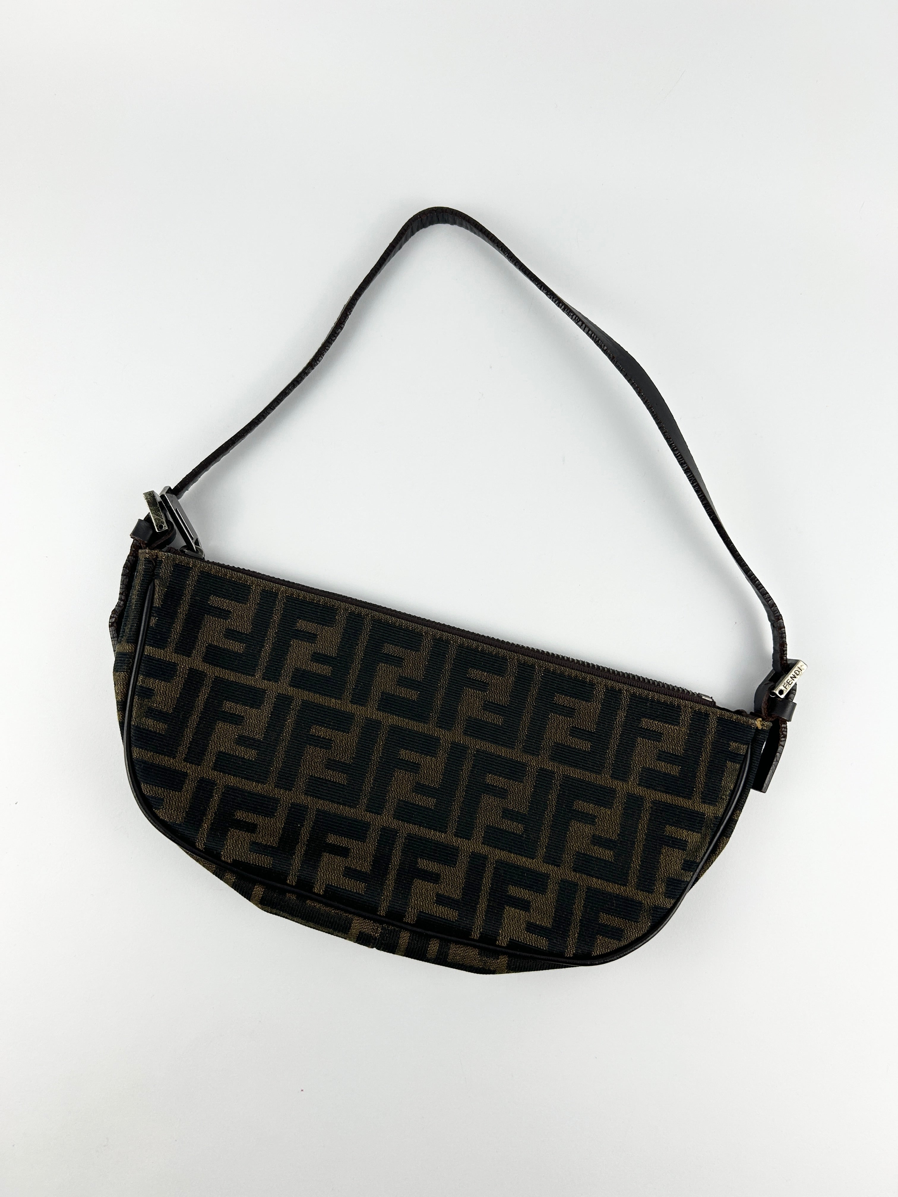 Vintage Fendi Zucca Half Moon Shoulder Bag