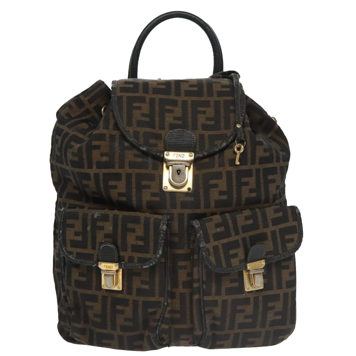 Fendi Zucca Brown Canvas Backpack Bag ()
