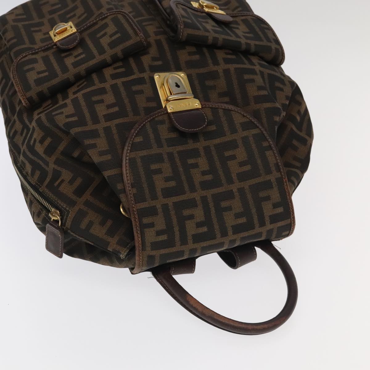 Fendi Zucca Brown Canvas Backpack Bag ()