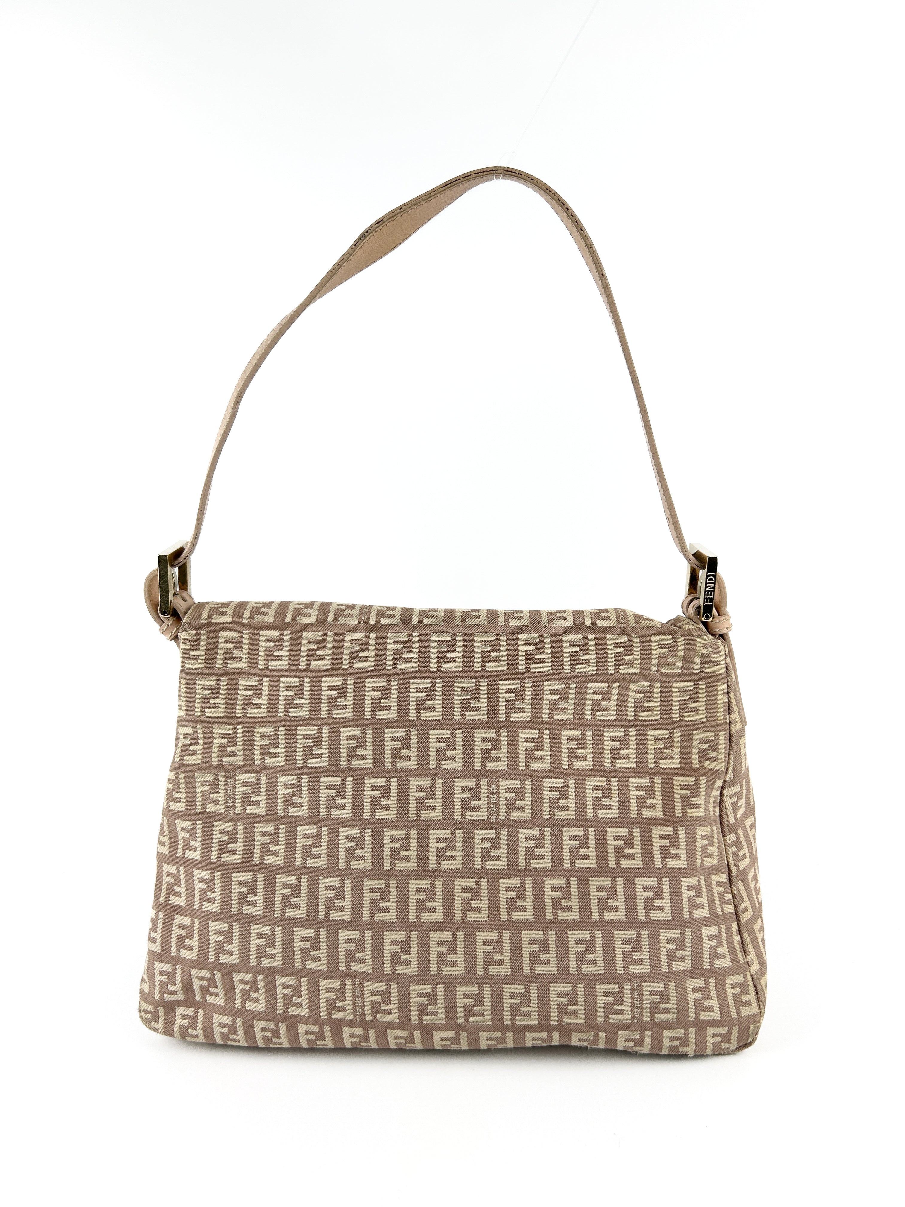Vintage Fendi Zucca Pink Mamma Baguette Shoulder Bag