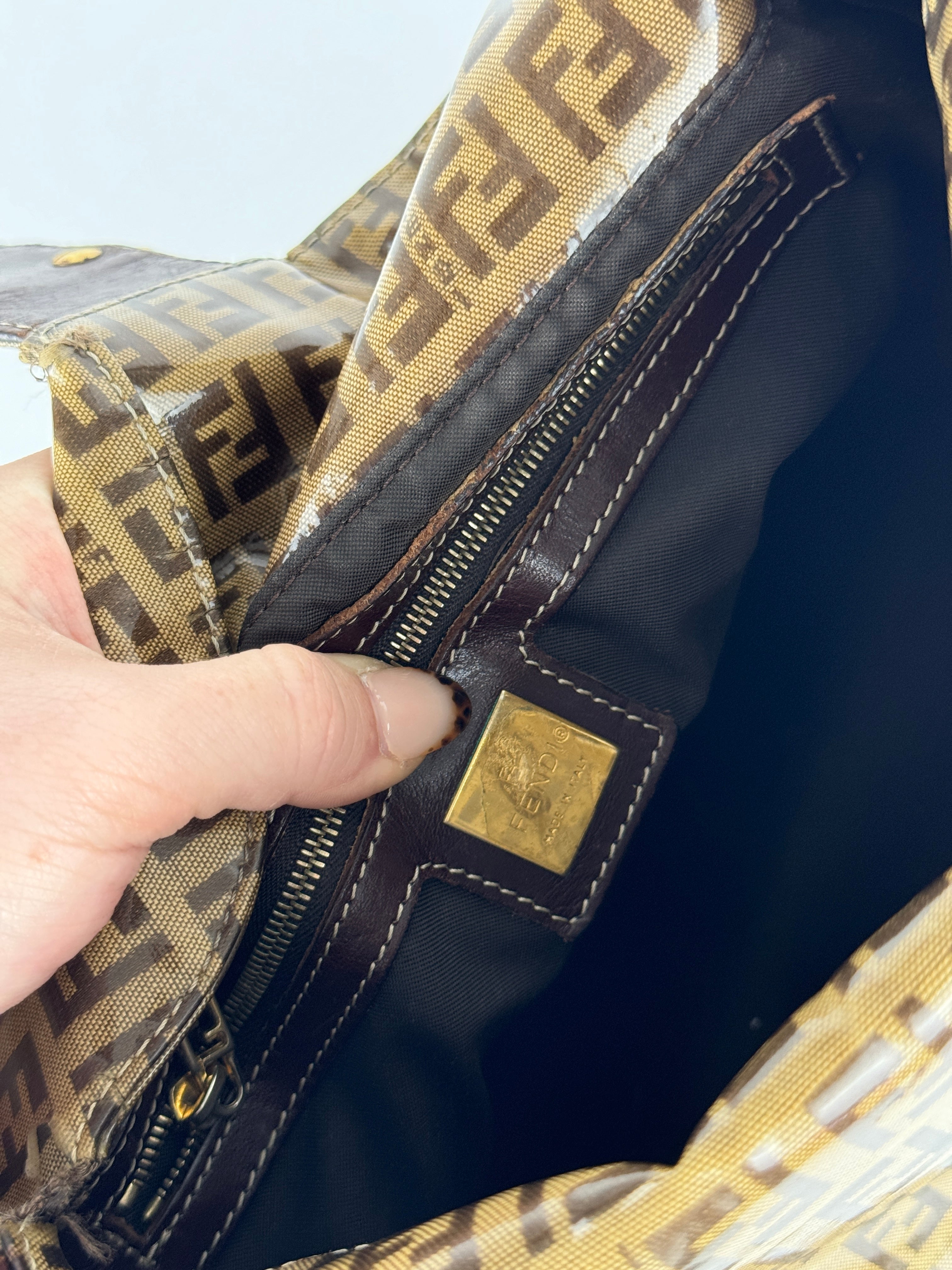 Vintage Fendi Zucca Mamma Baguette Shoulder Bag