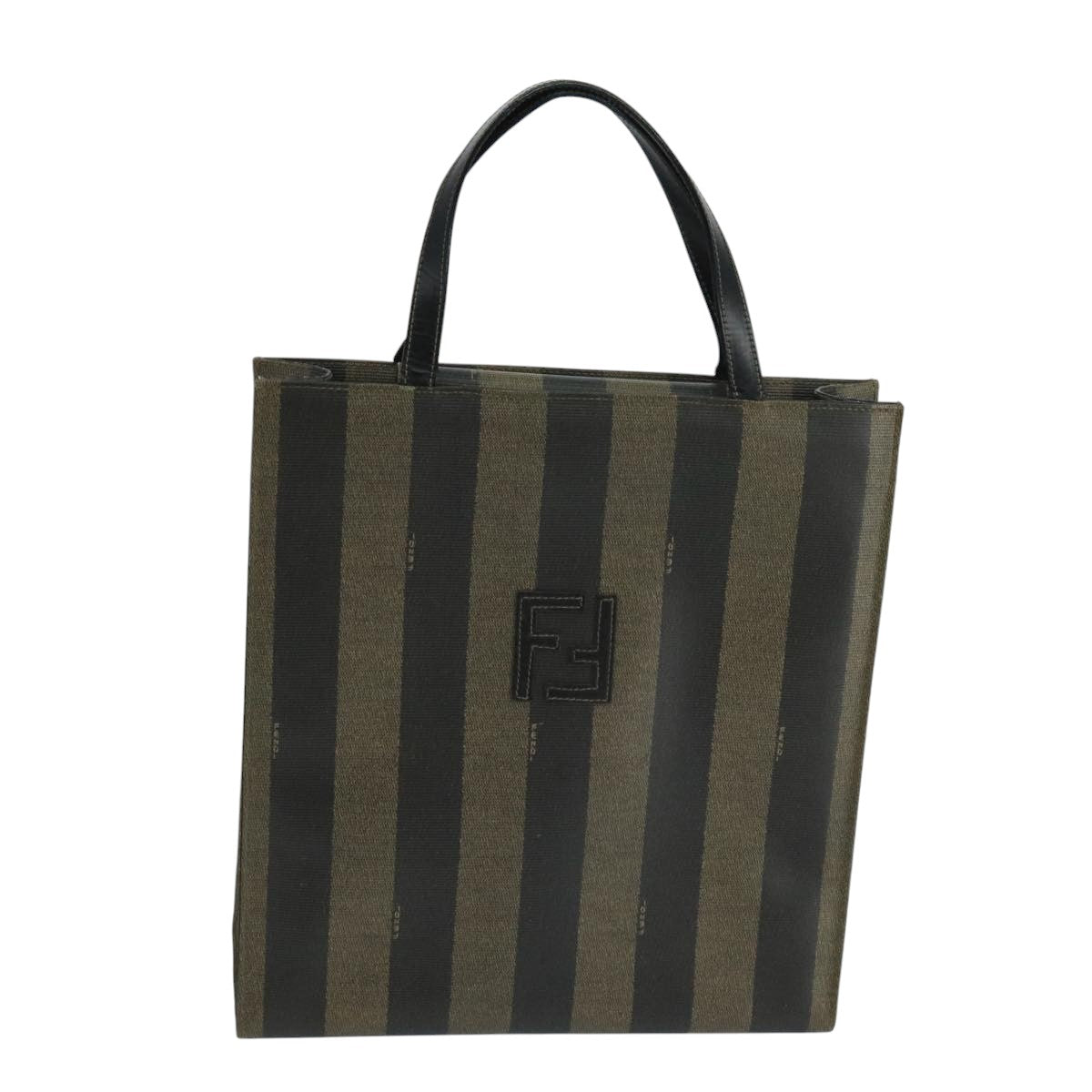 Fendi Pequin Brown Canvas Handbag ()