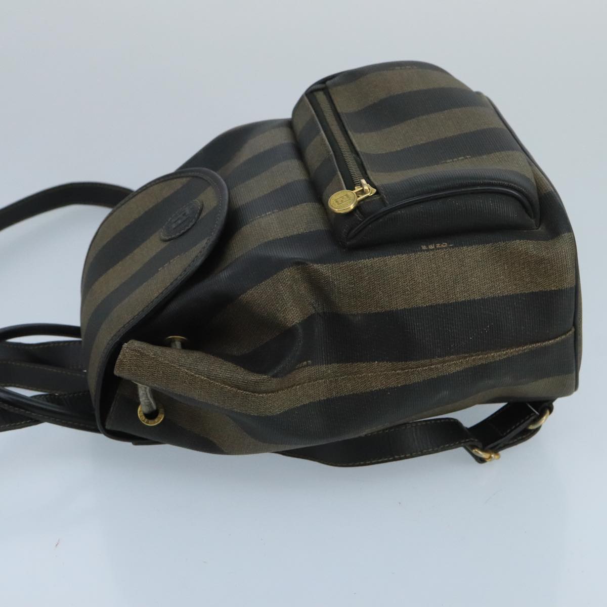 Fendi Pequin Brown Canvas Backpack Bag ()