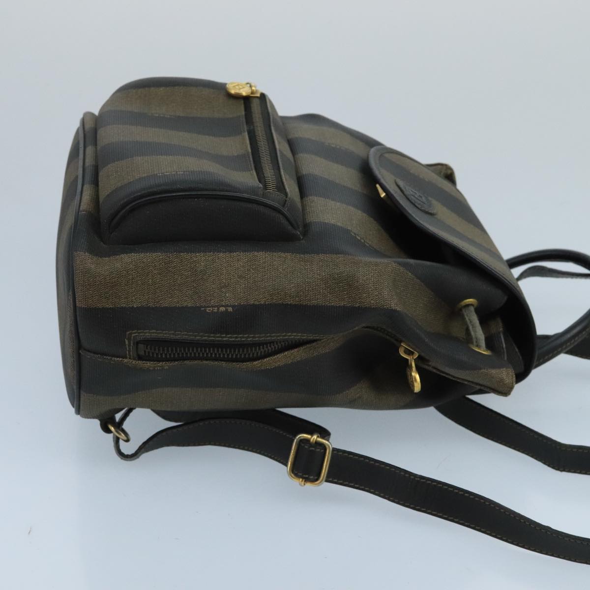 Fendi Pequin Brown Canvas Backpack Bag ()