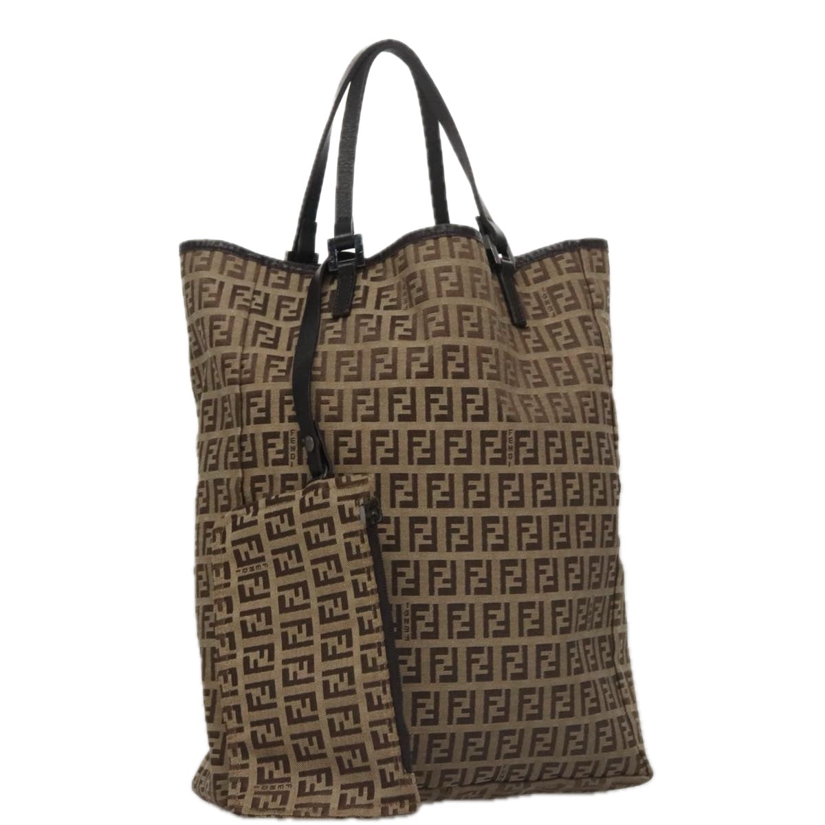 Fendi Zucchino Brown Canvas Handbag ()