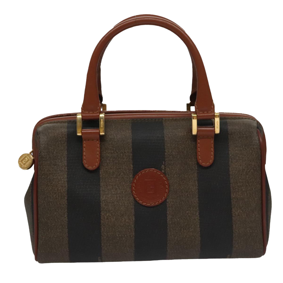 Fendi Pequin Brown Canvas Handbag ()