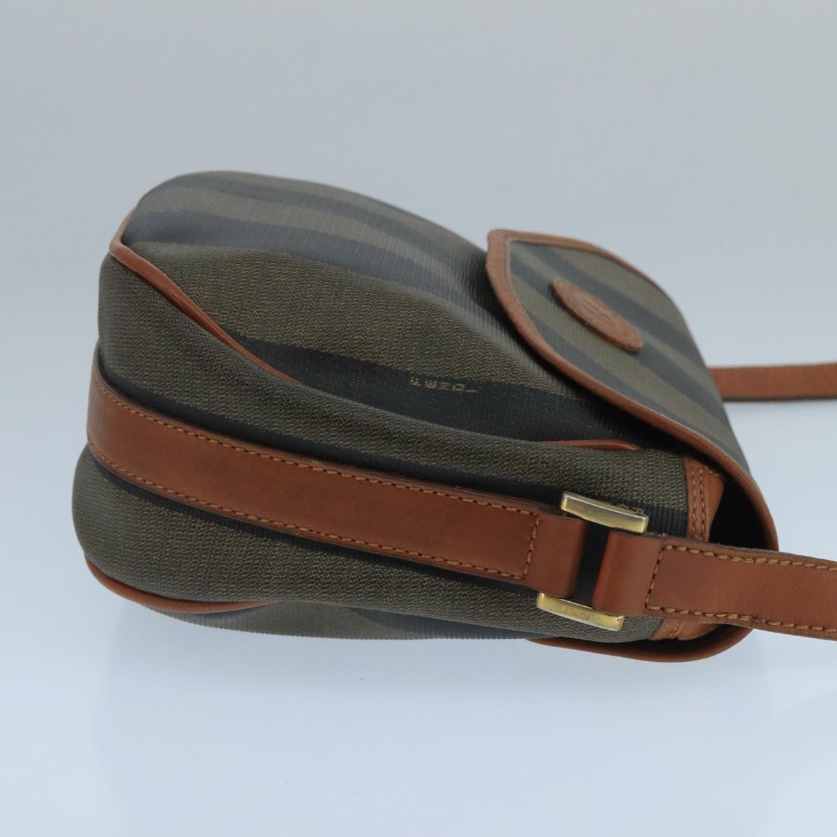 Fendi Pequin Brown Canvas Shoulder Bag ()