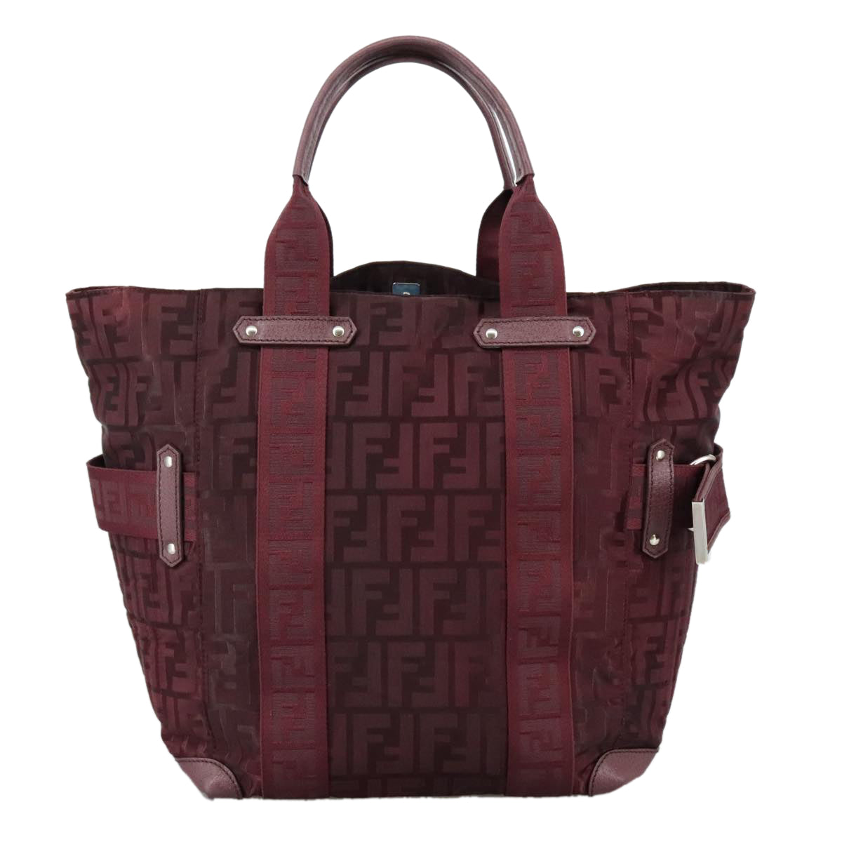 Fendi Zucca Burgundy Canvas Tote Bag ()