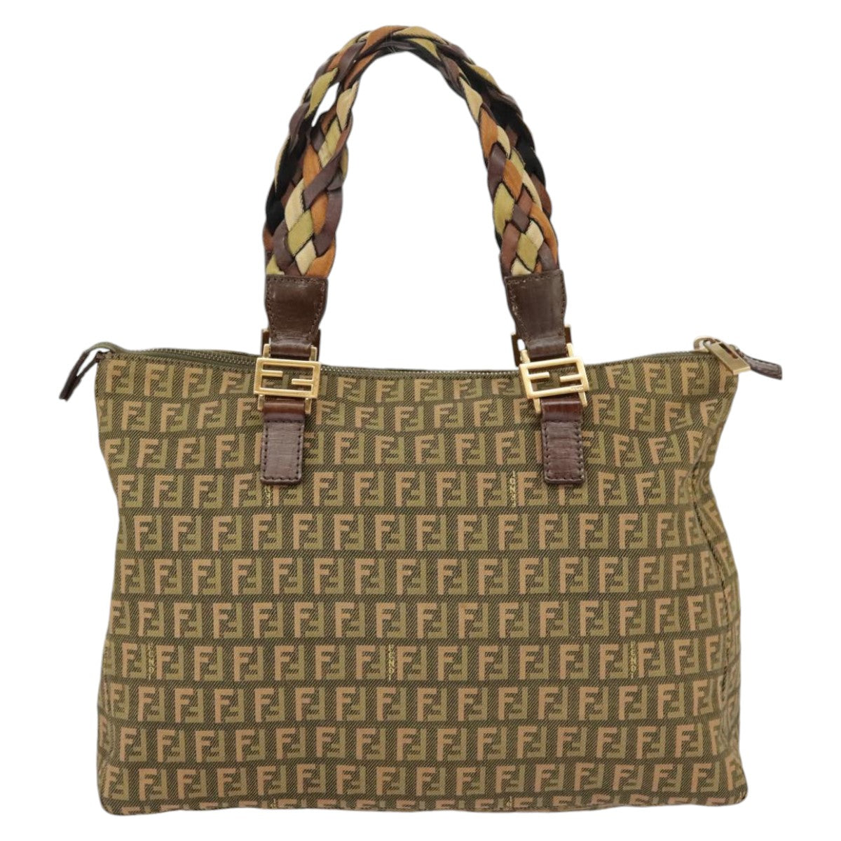 Fendi Zucchino Khaki Canvas Handbag ()