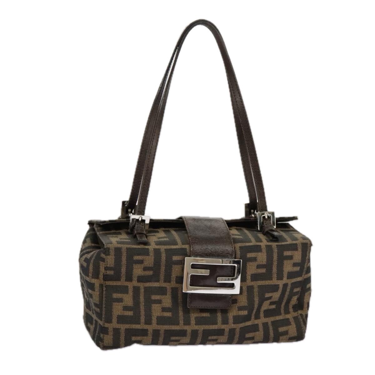 Fendi Zucchino Brown Canvas Shoulder Bag ()