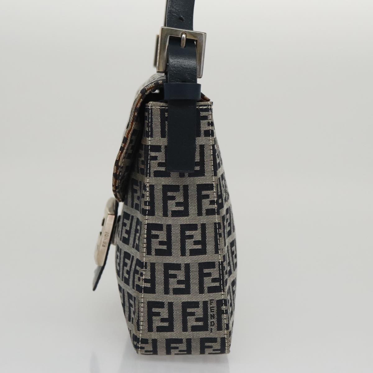Fendi Mamma Baguette Navy Canvas Shoulder Bag ()