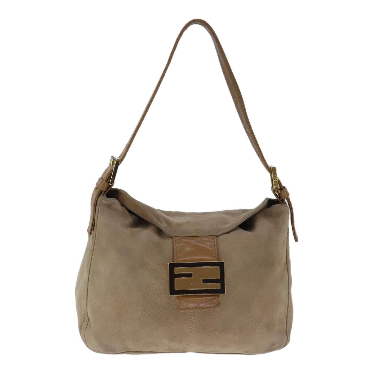 Fendi Mamma Baguette Beige Suede Shoulder Bag ()