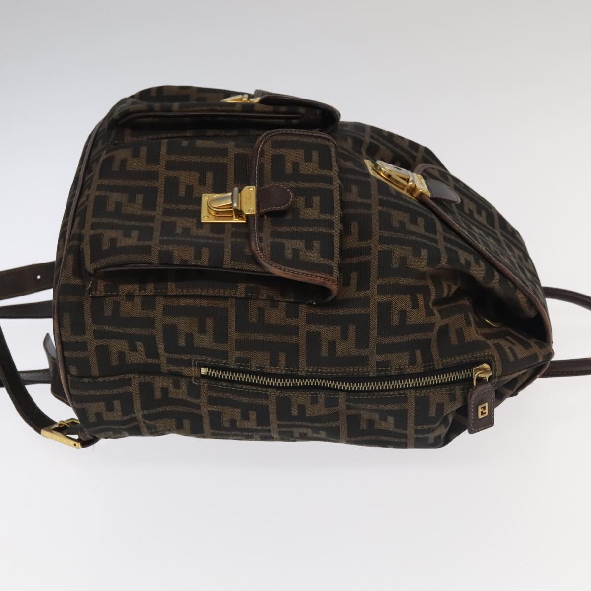 Fendi Zucca Brown Canvas Backpack Bag ()