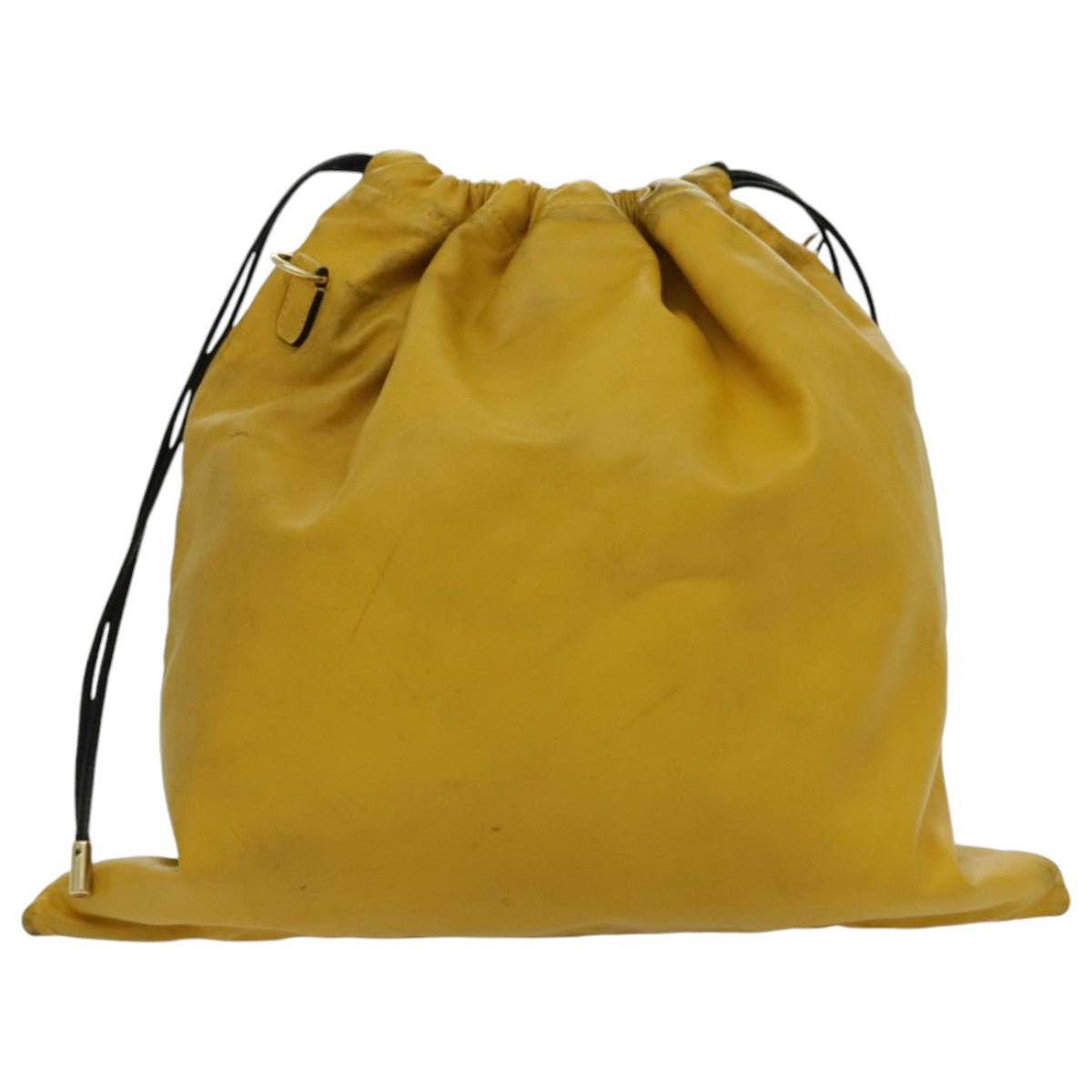 Fendi Drawstring Yellow Leather Shoulder Bag ()